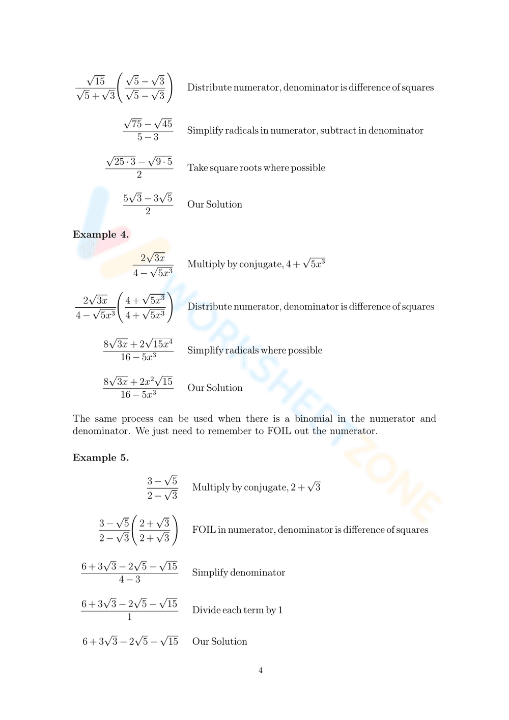 Updated Rational Denominator Practice Sheet - Page 4