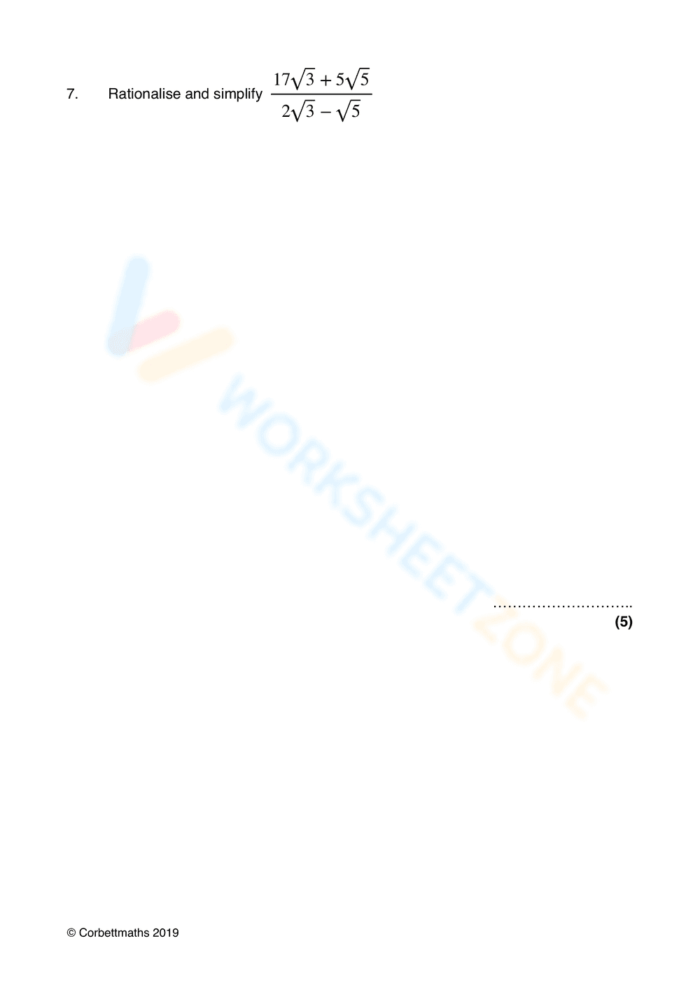 Rational Denominator: Algebra Practice Set - Page 5