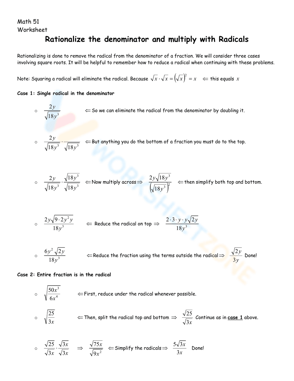 Updated Rationalize the Denominator Practice - Page 1
