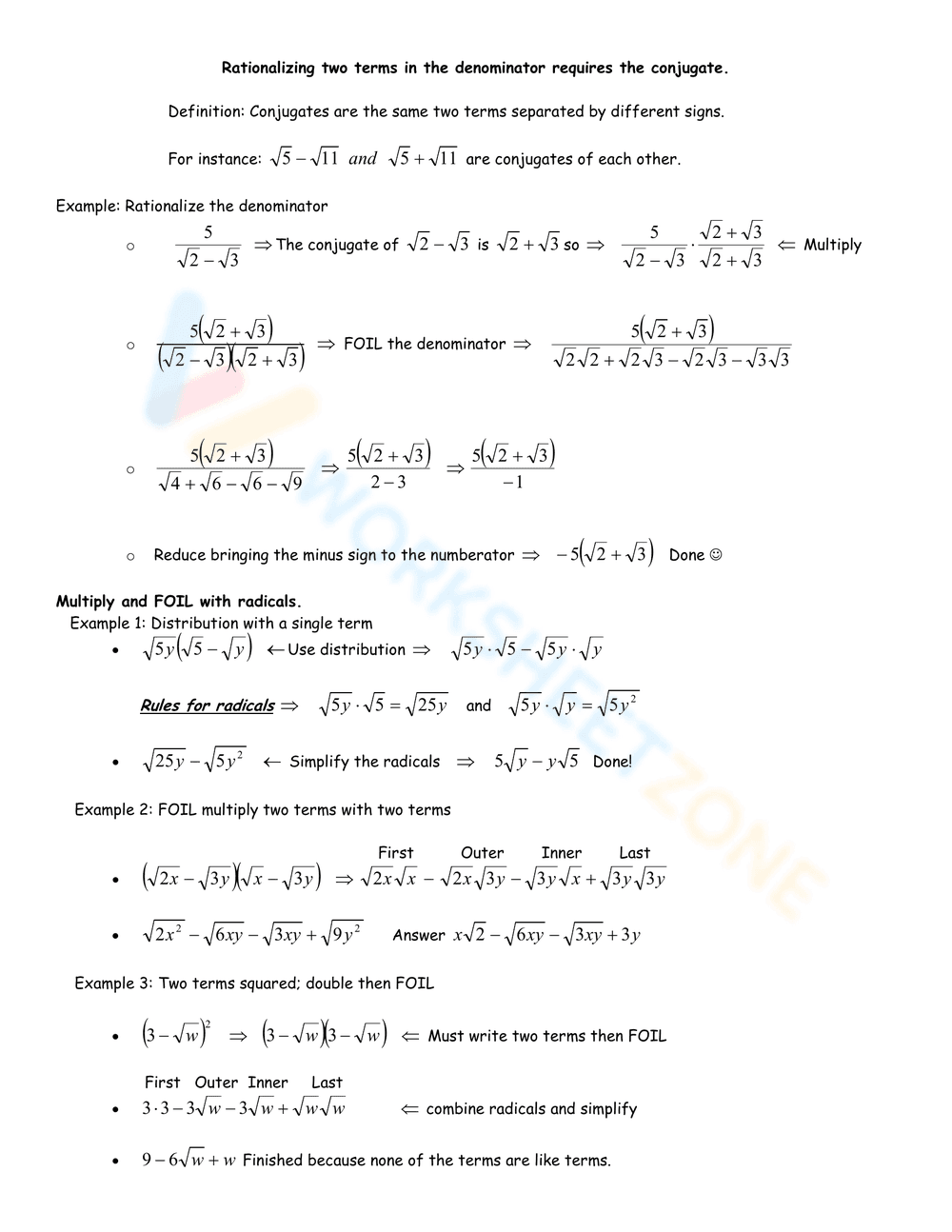 Updated Rationalize the Denominator Practice - Page 2