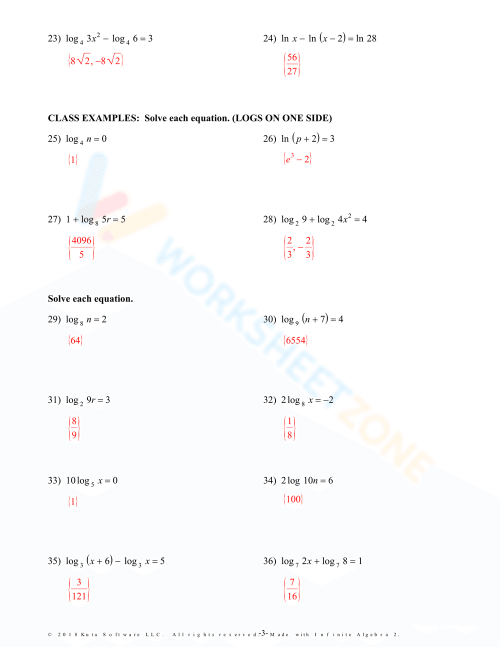 Solving Exponential and Logarithmic Equations - Page 7