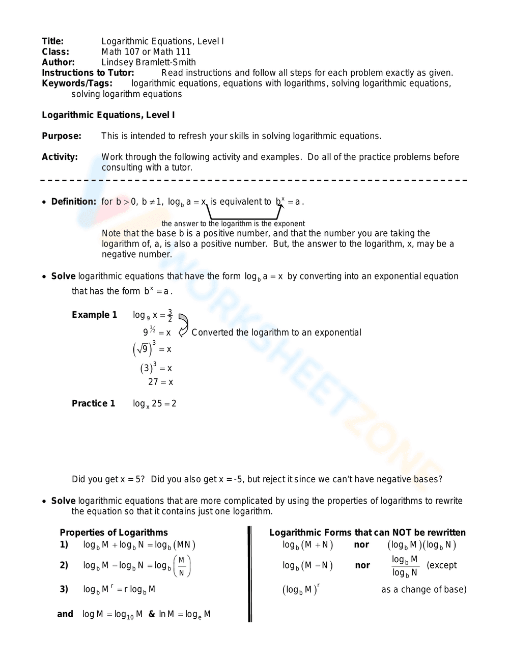 Logarithmic Equations: Step-by-Step Guide - Page 1