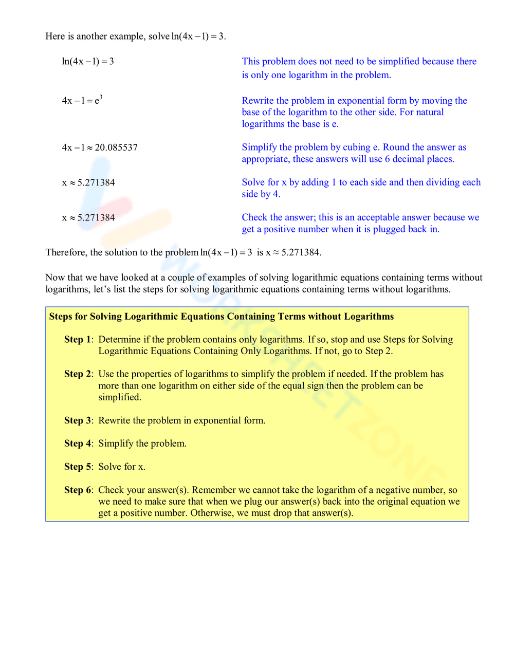 Solving Logarithmic Equations: Practice Problems - Page 4