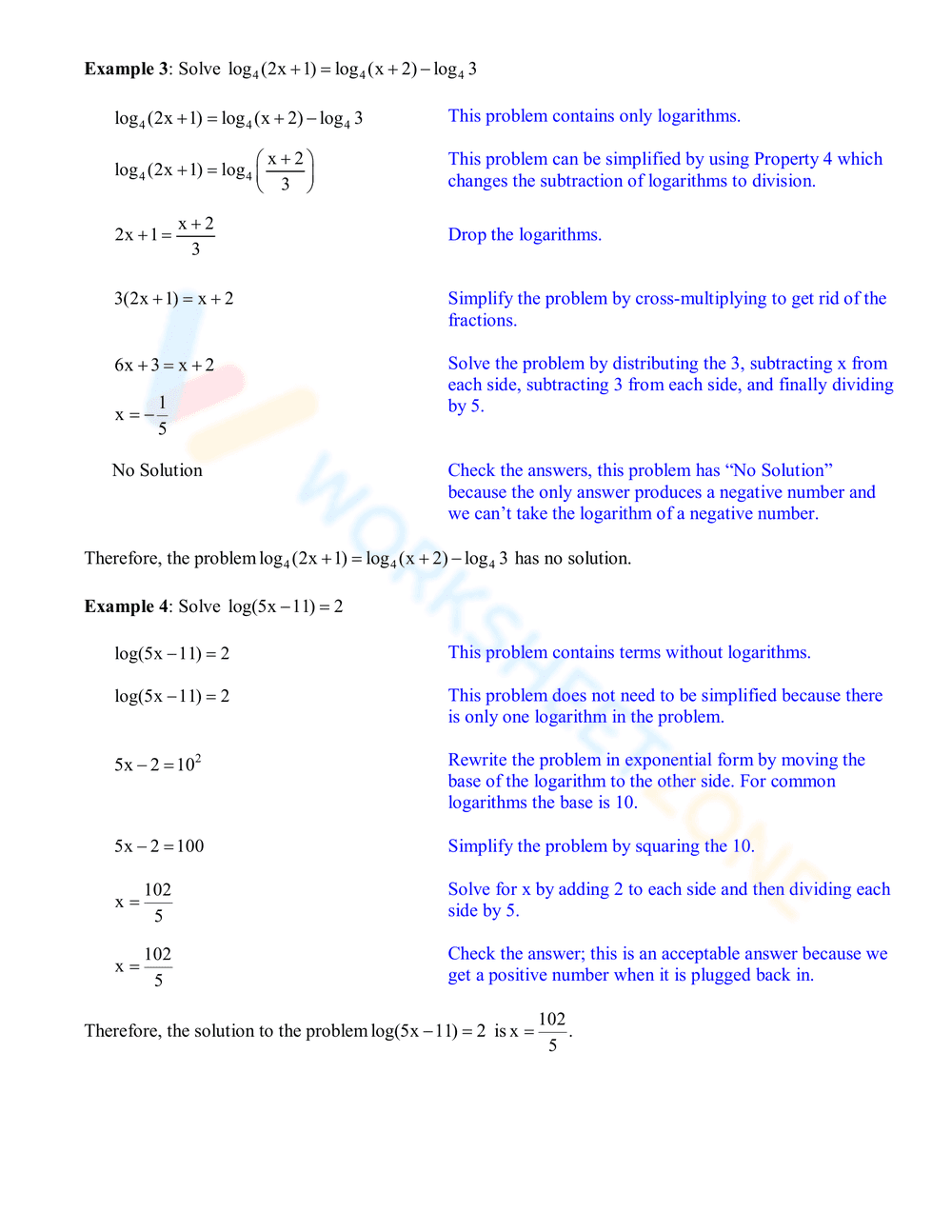 Solving Logarithmic Equations: Practice Problems - Page 6