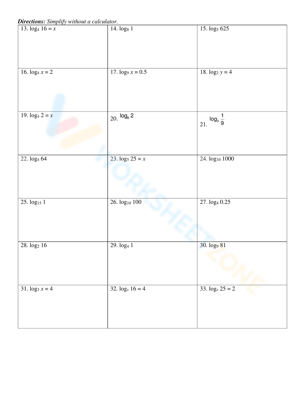 Practice Solving Logarithmic Equations Worksheet - Page 3