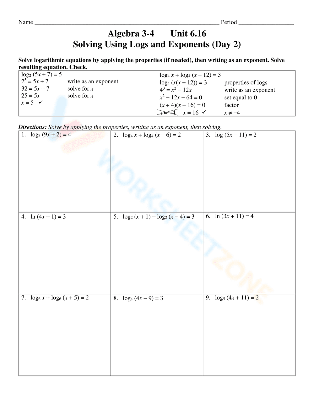 Practice Solving Logarithmic Equations Worksheet - Page 8