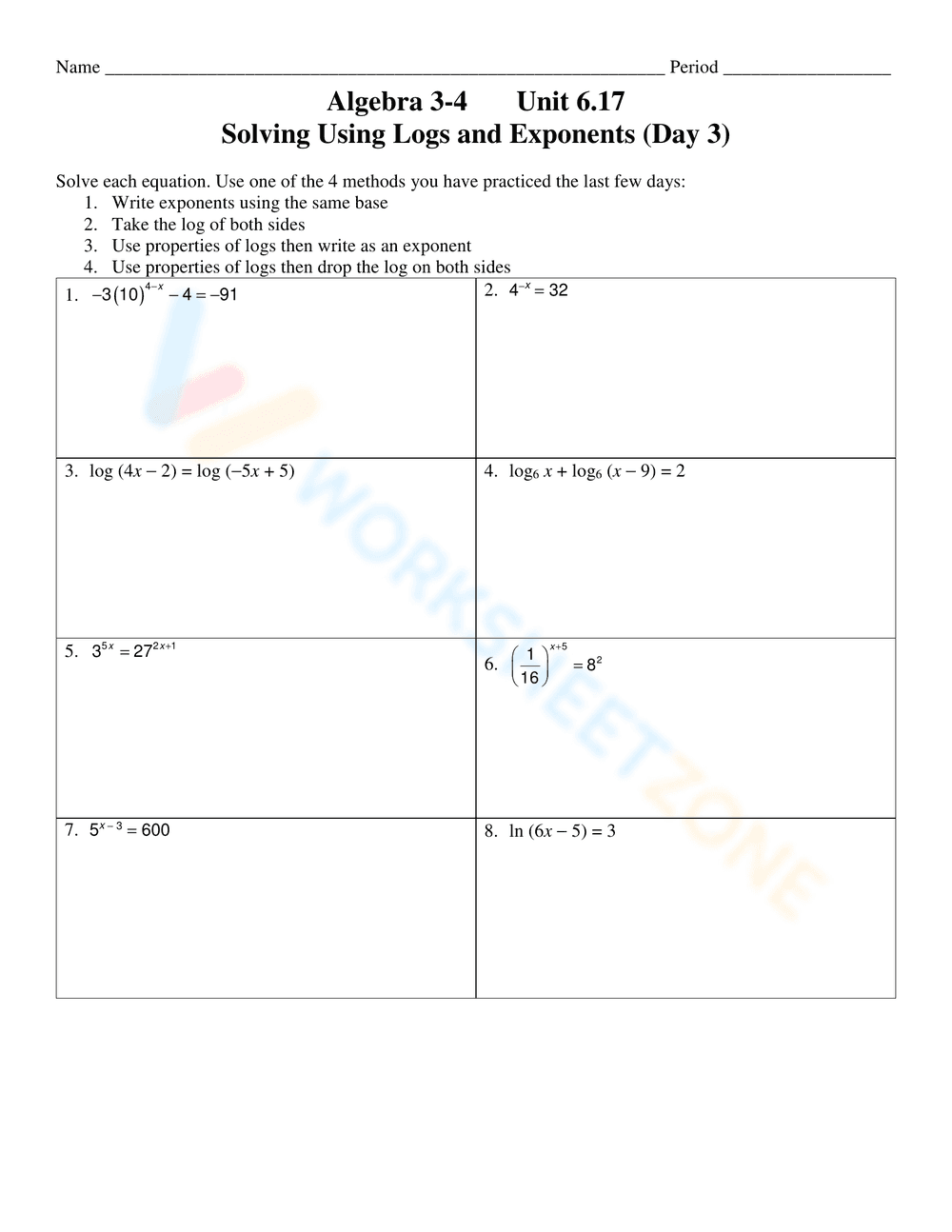 Practice Solving Logarithmic Equations Worksheet - Page 10