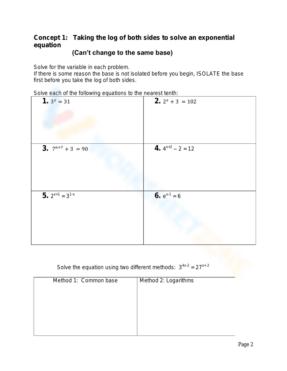 Advanced Logarithmic Equations Solving Practice - Page 1