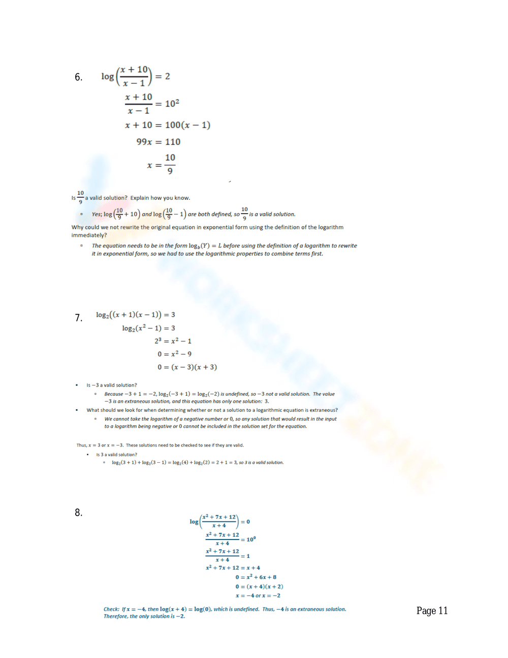 Advanced Logarithmic Equations Solving Practice - Page 10