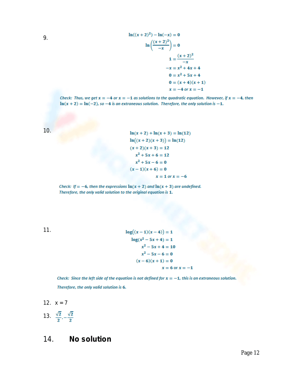 Advanced Logarithmic Equations Solving Practice - Page 11