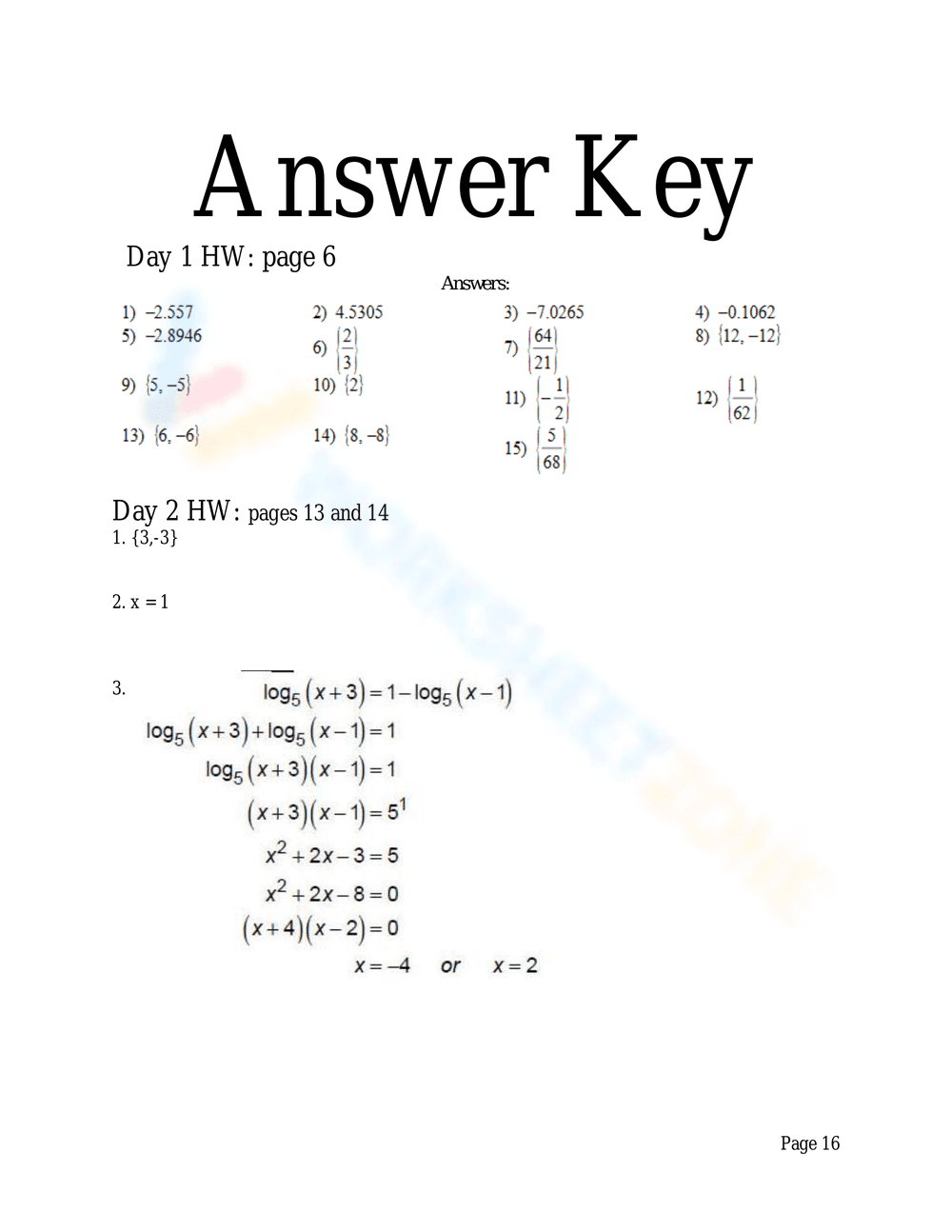 Advanced Logarithmic Equations Solving Practice - Page 15