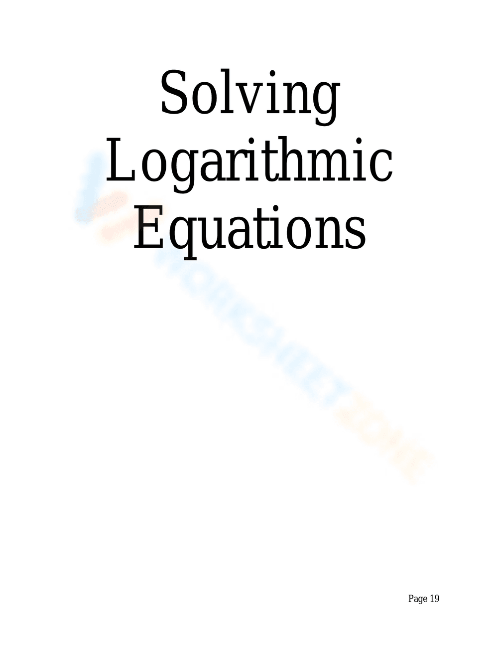 Advanced Logarithmic Equations Solving Practice - Page 18