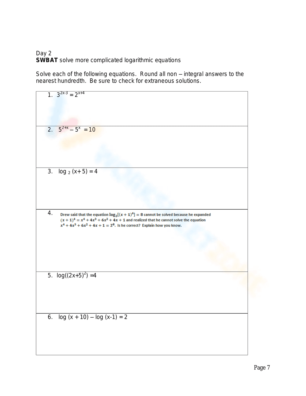 Advanced Logarithmic Equations Solving Practice - Page 6