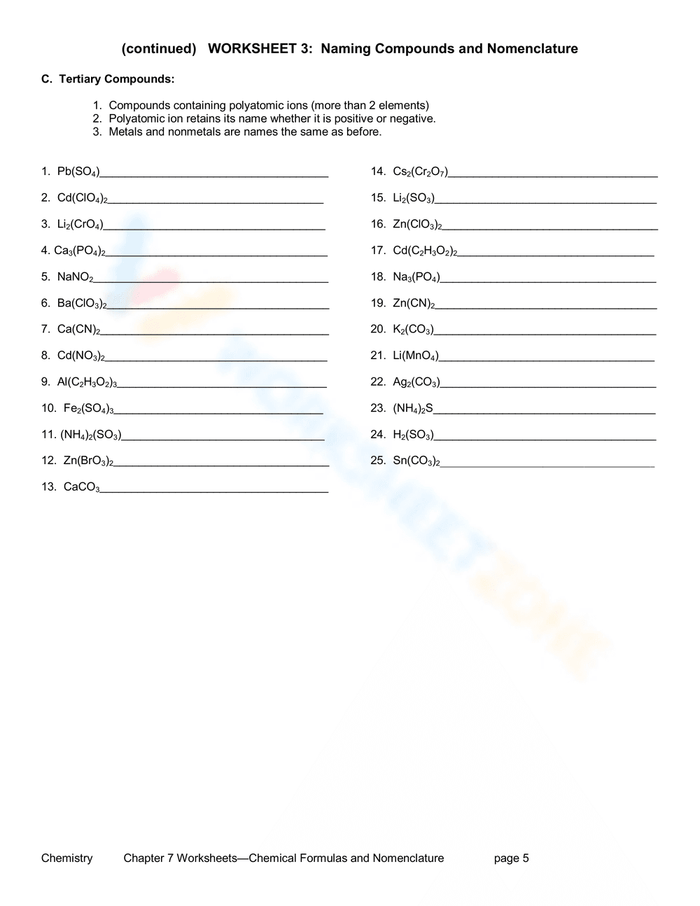 Naming Compounds and Chemical Nomenclature Practice - Page 2