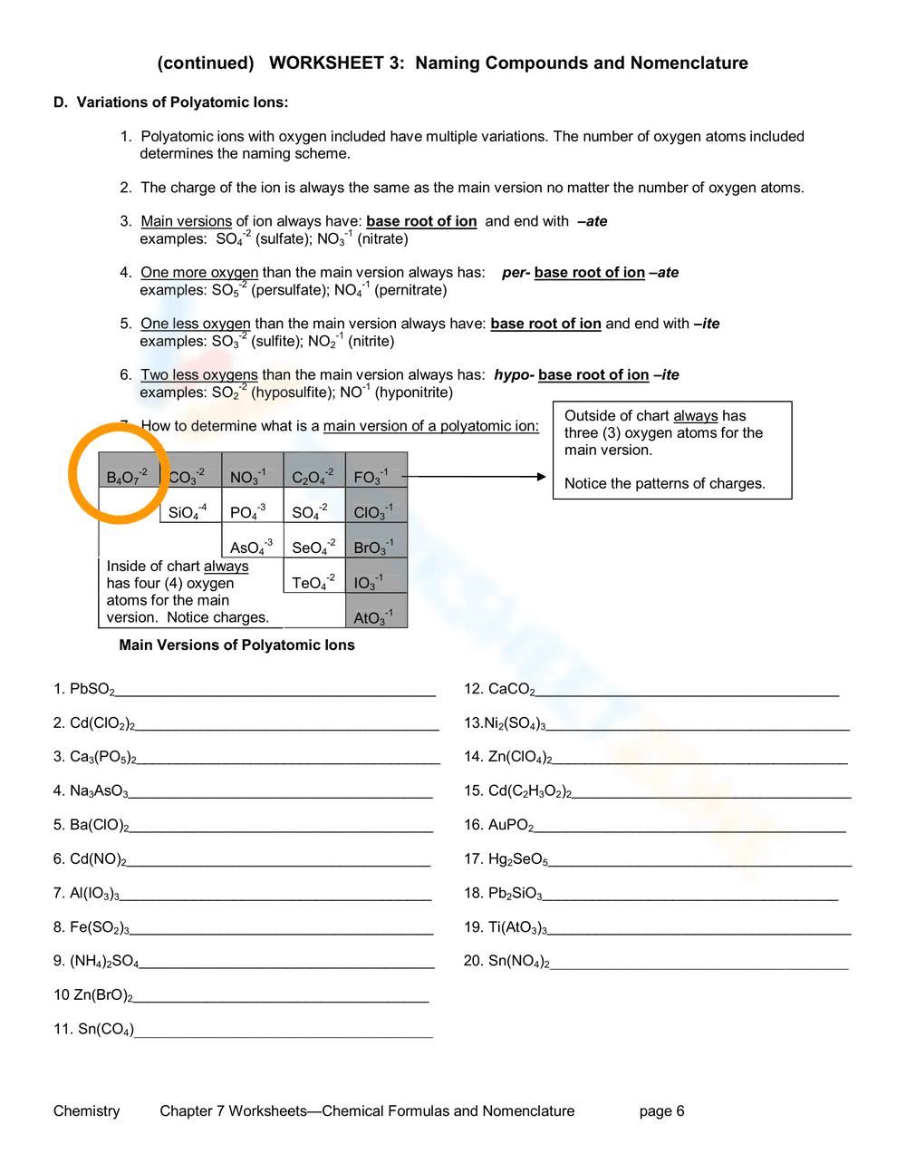 Naming Compounds and Chemical Nomenclature Practice - Page 3