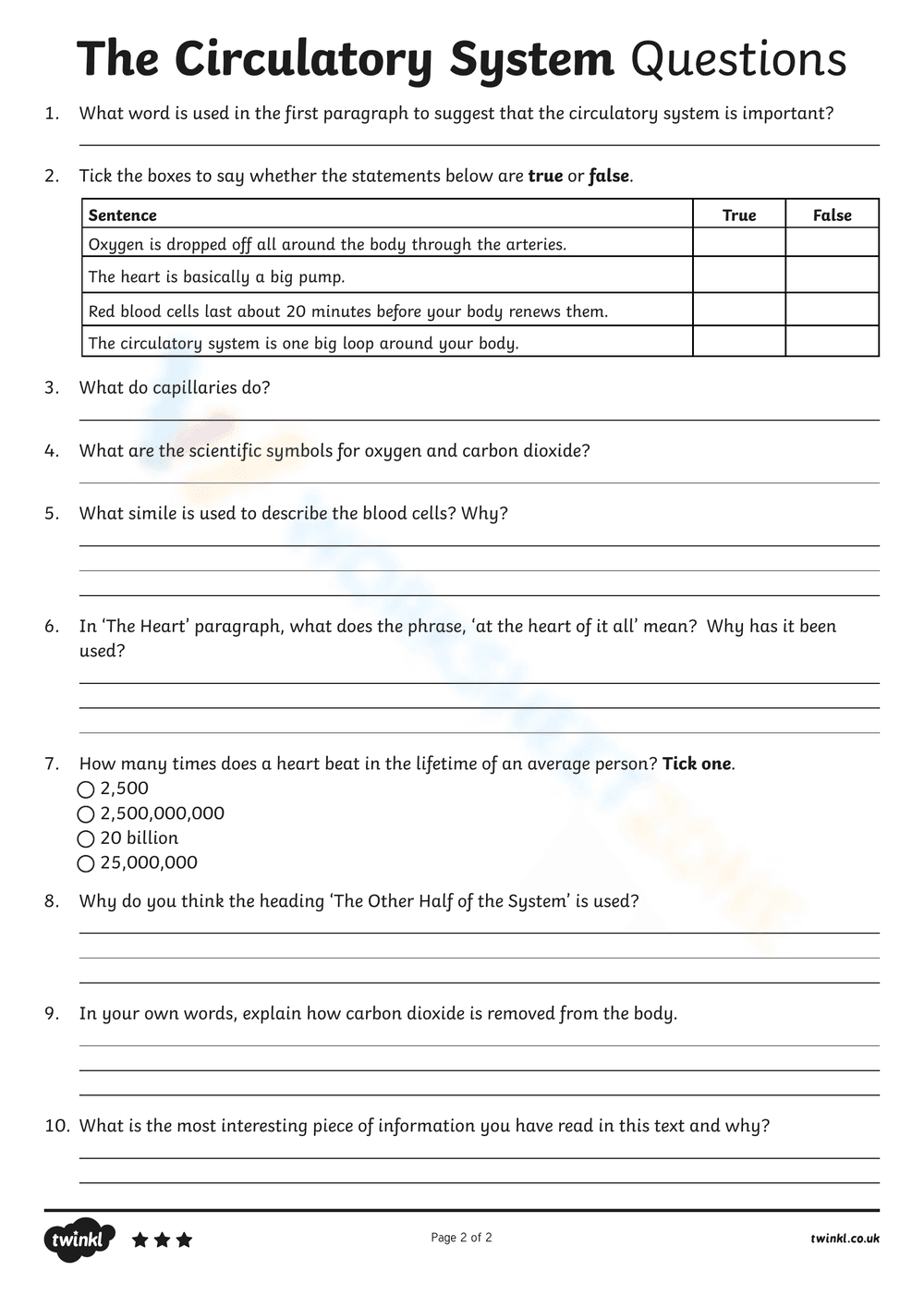 Exploring the Circulatory System: Activities - Page 2