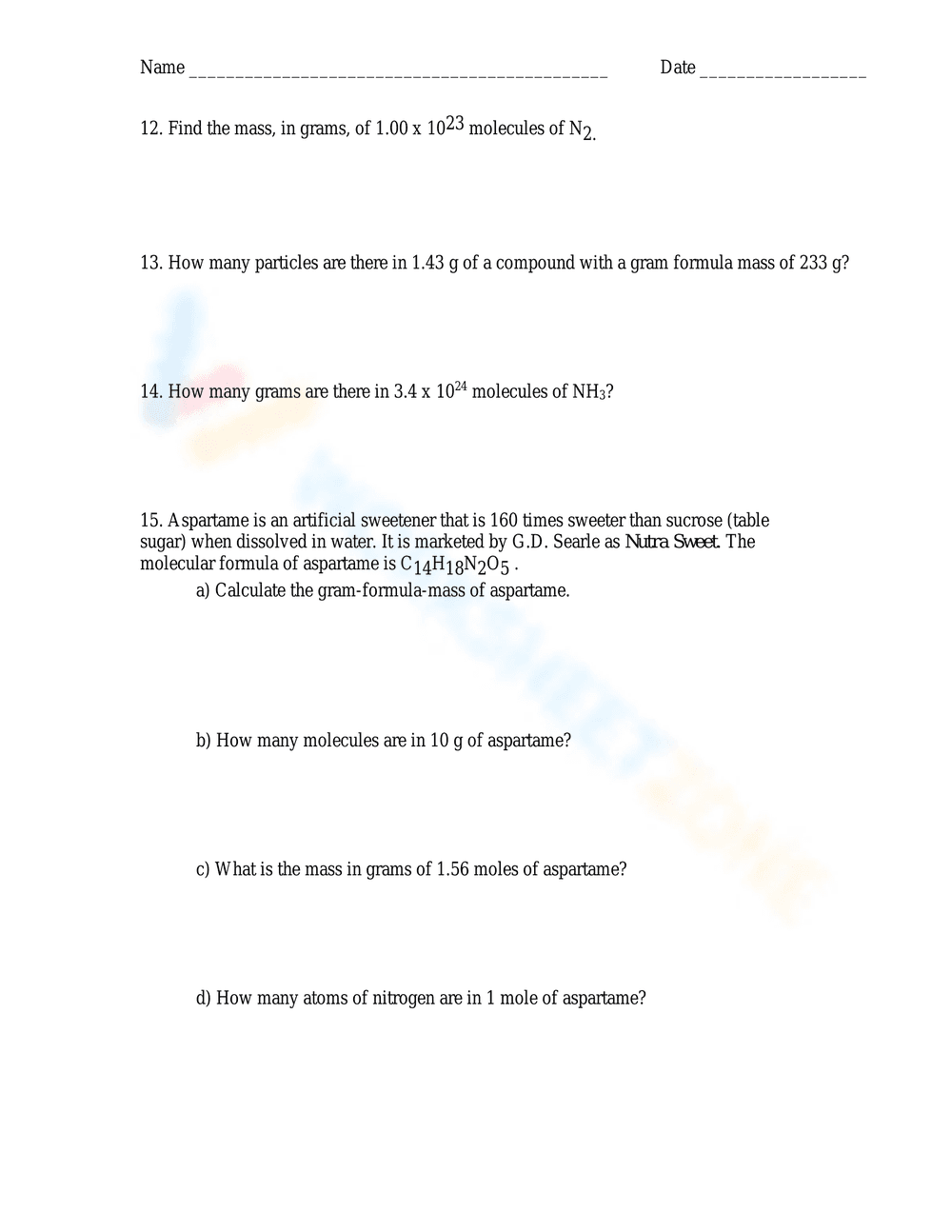 Working with Moles and Particles: Chemistry - Page 2