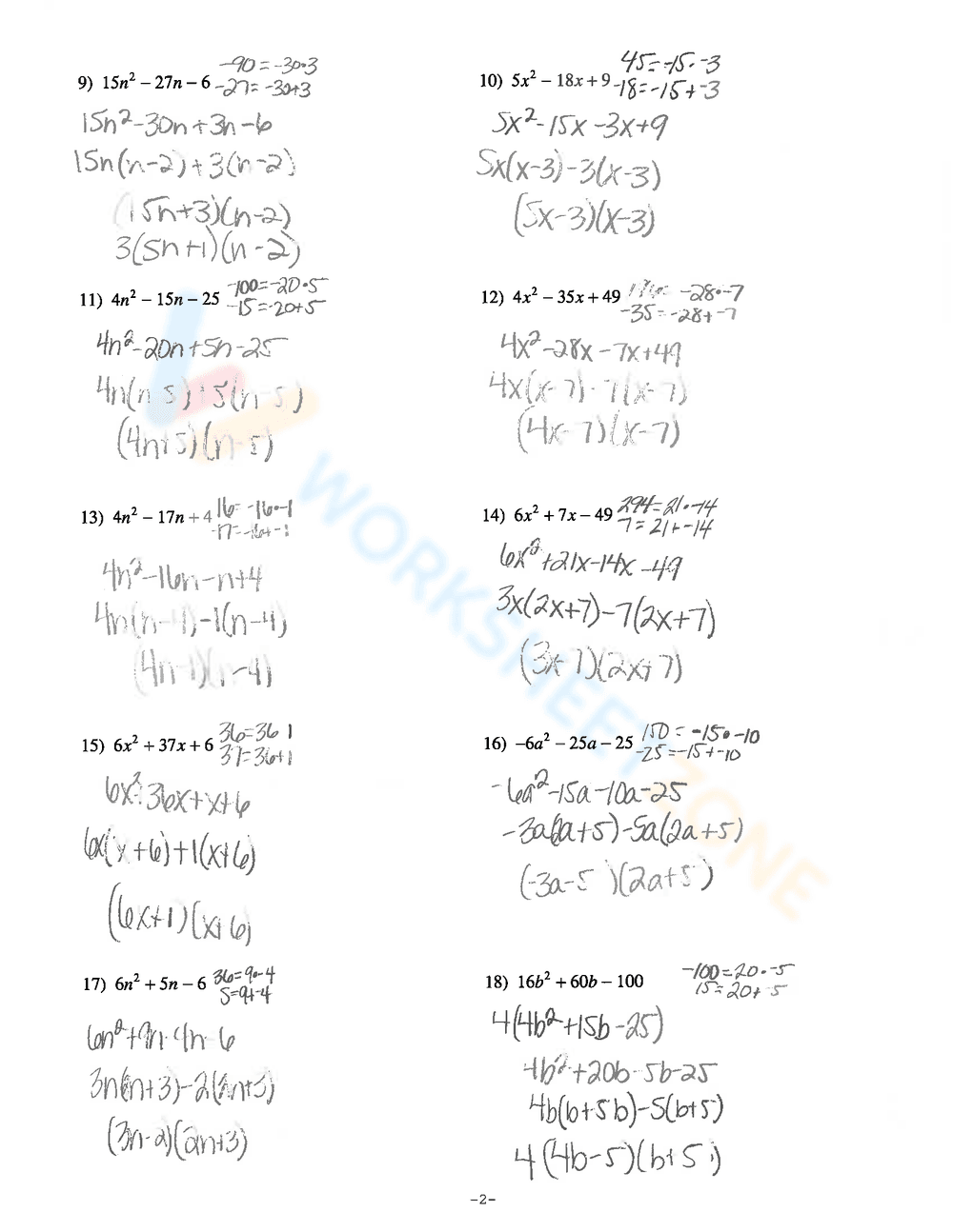 Enhance Algebra Skills with Factoring Trinomials Worksheet - Page 4
