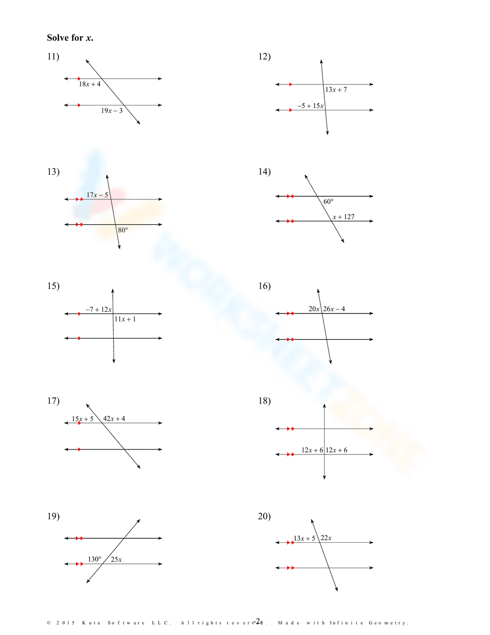 Parallel Lines and Transversals: Geometry Practice - Page 10