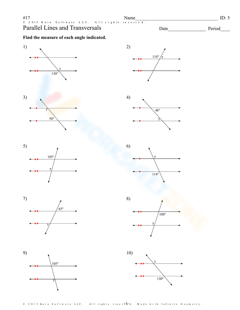 Parallel Lines and Transversals: Geometry Practice - Page 12