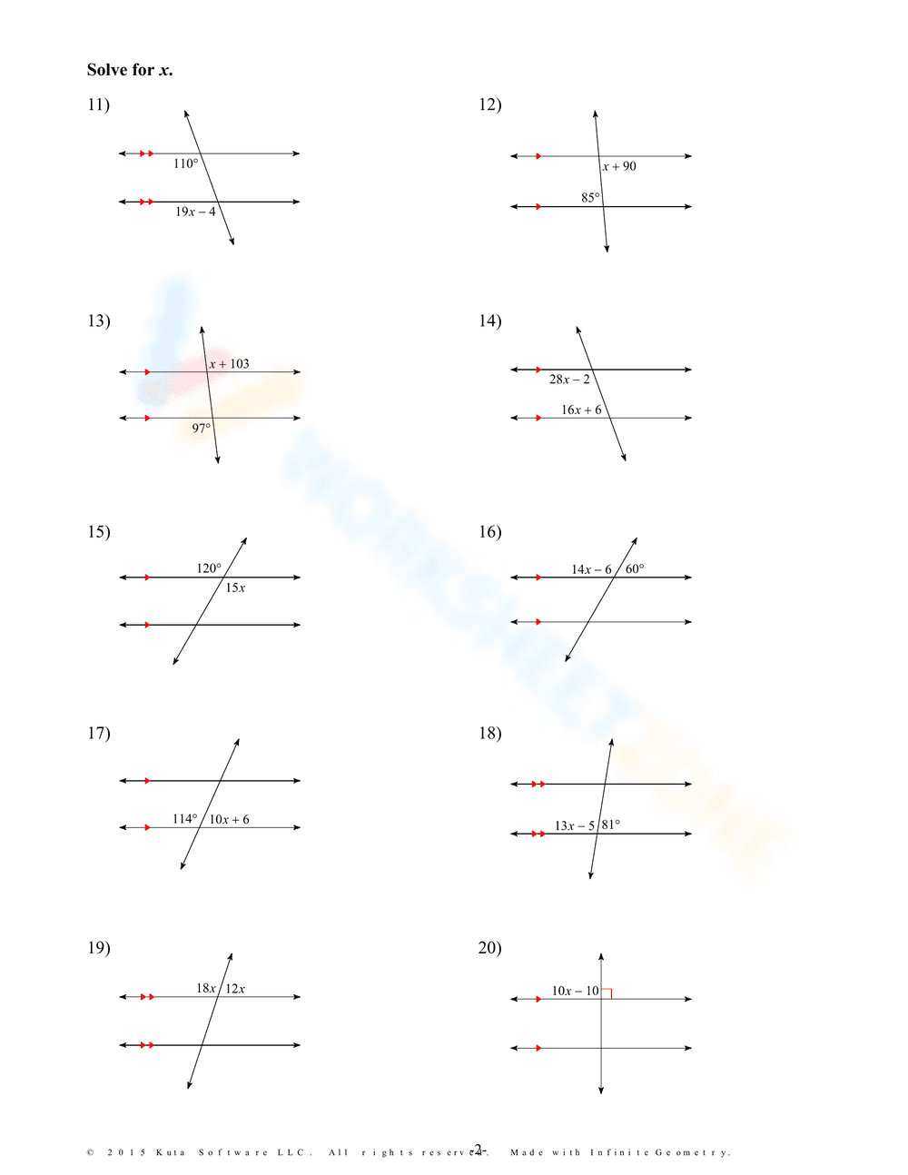 Parallel Lines and Transversals: Geometry Practice - Page 13