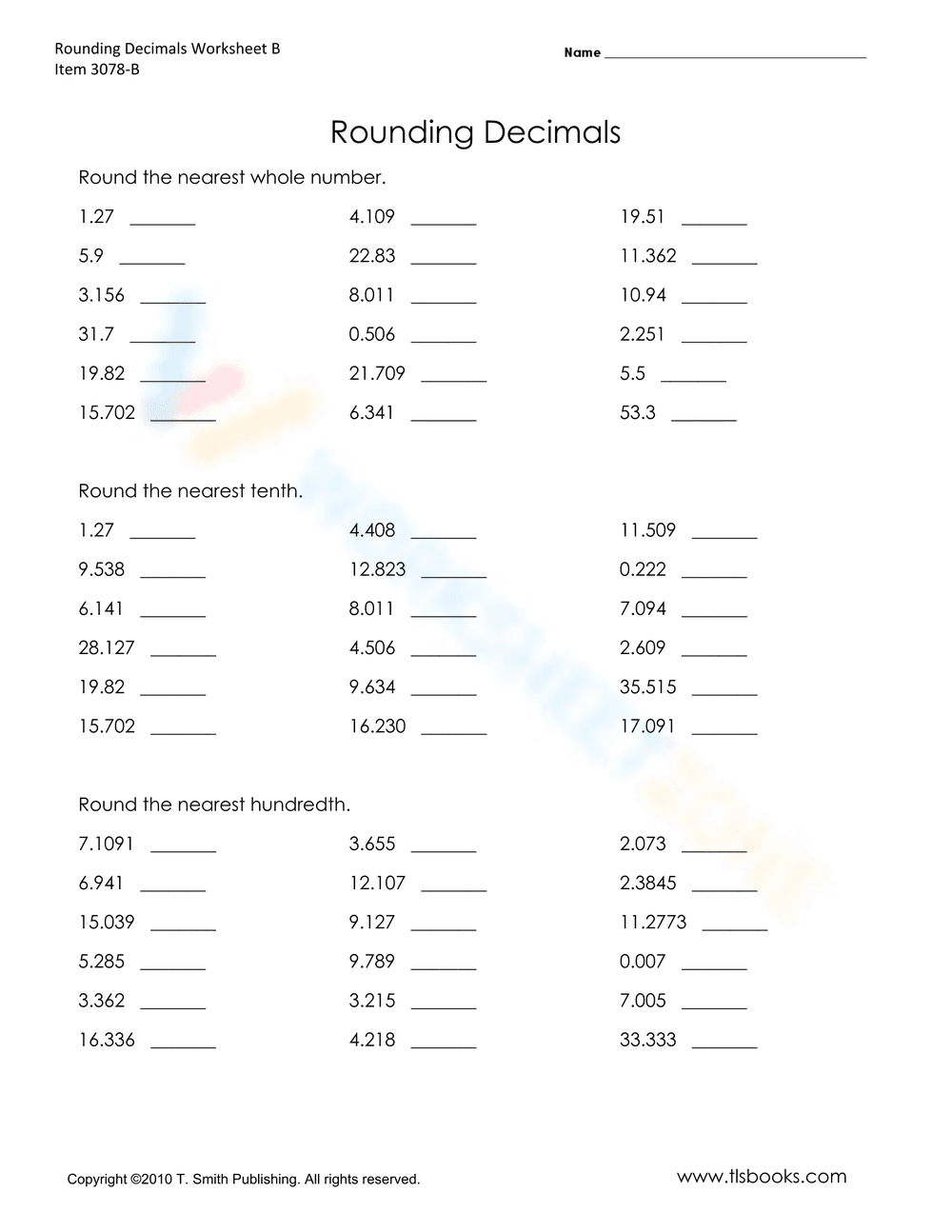 Practice Rounding Decimals with this Comprehensive Worksheet - Page 1