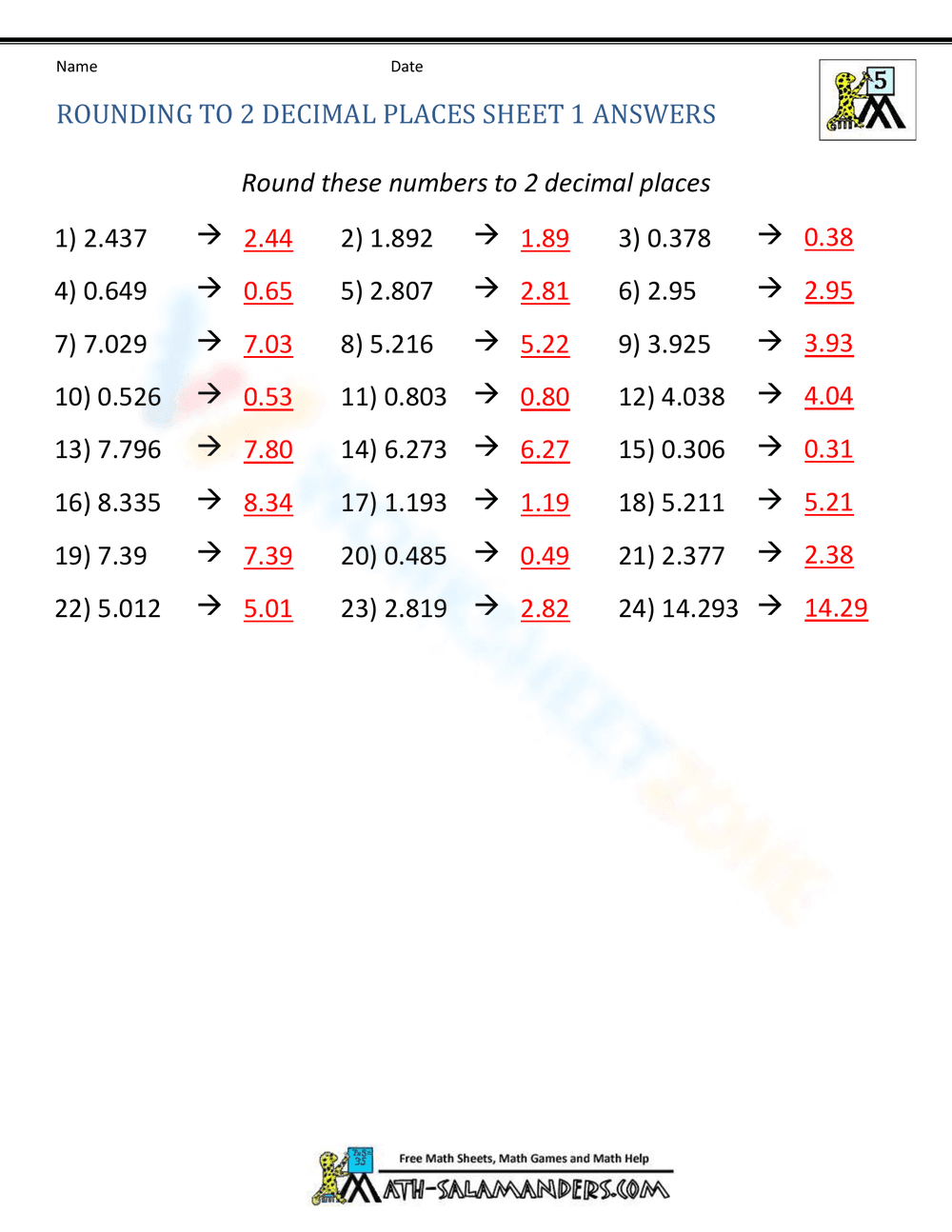 Enhance Skills with Rounding to 2 Decimal Places - Page 2