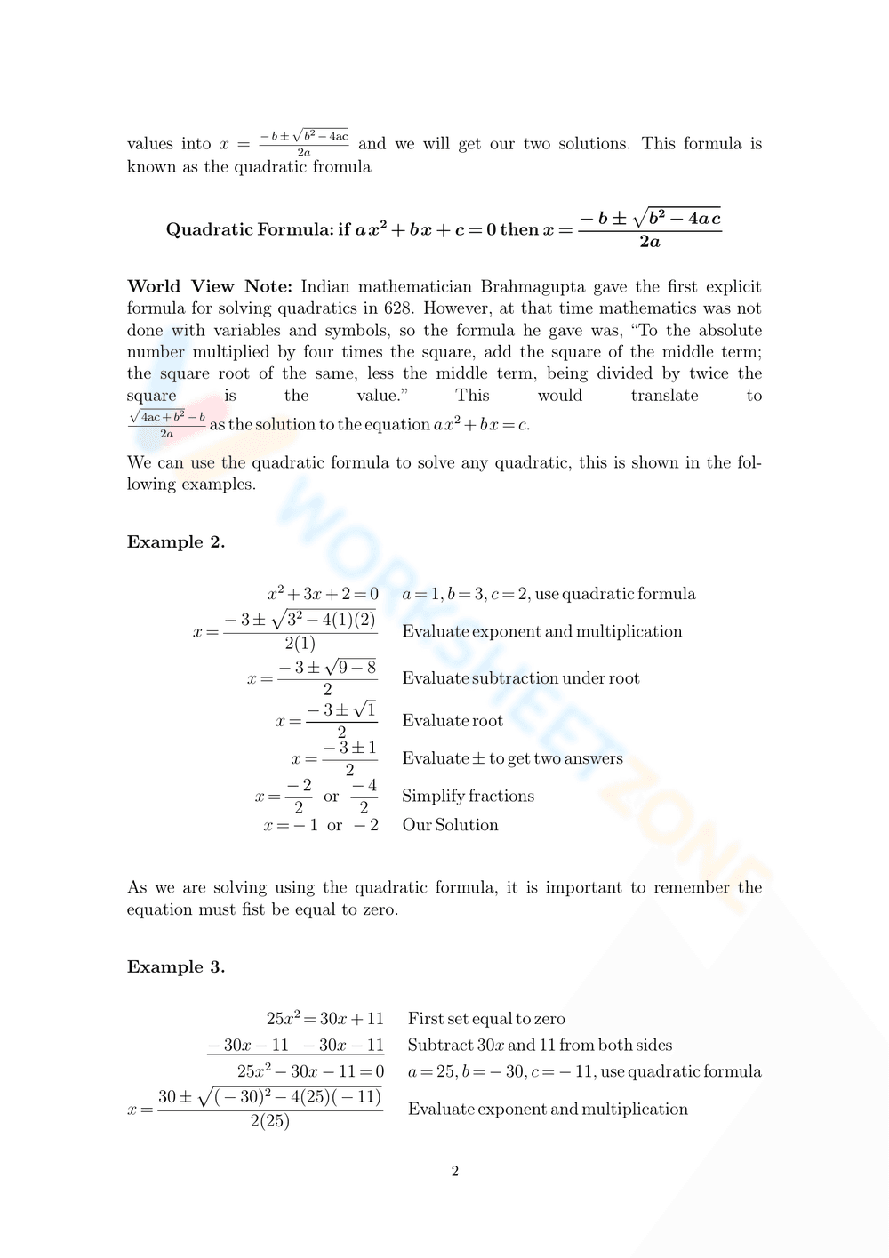 Master the Quadratic Formula with This Practice Worksheet - Page 2