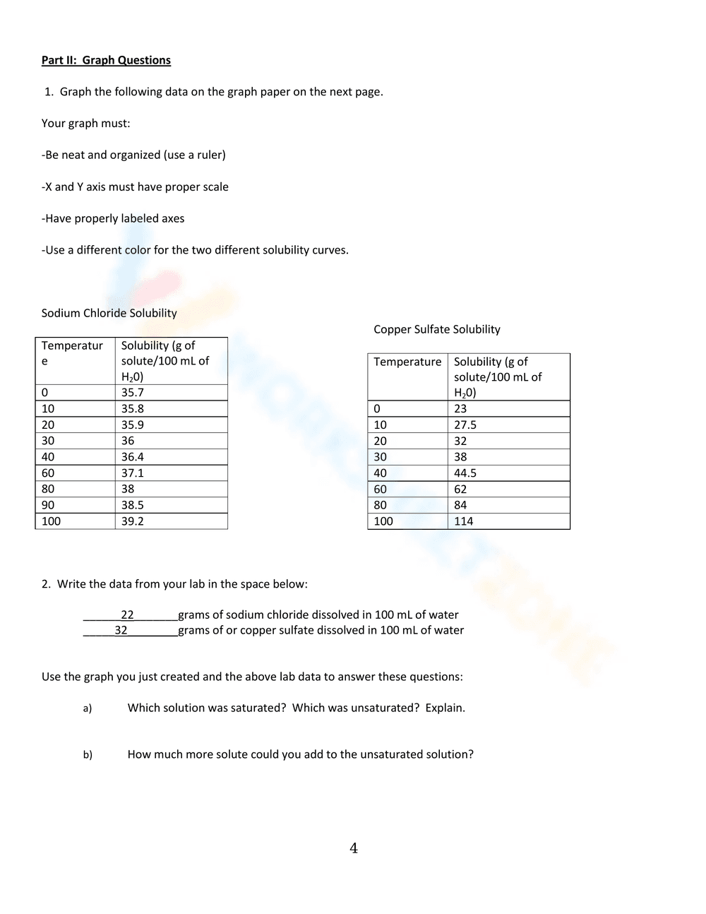 Solubility Curve Worksheet for Chemistry Students - Page 3