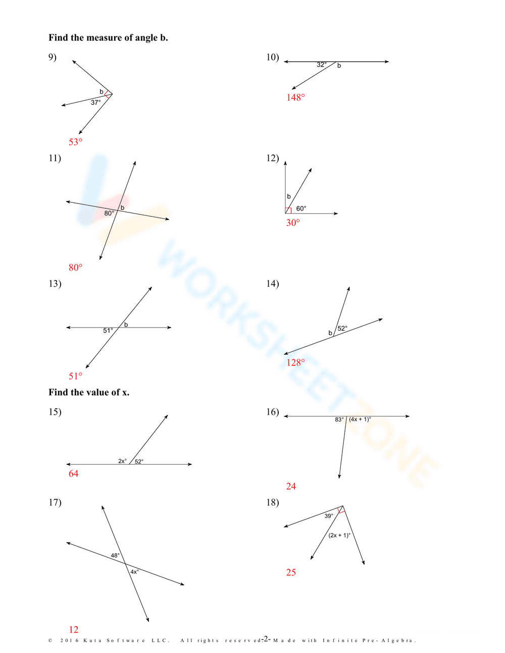 Angle Relationship Practice Worksheet - Page 4