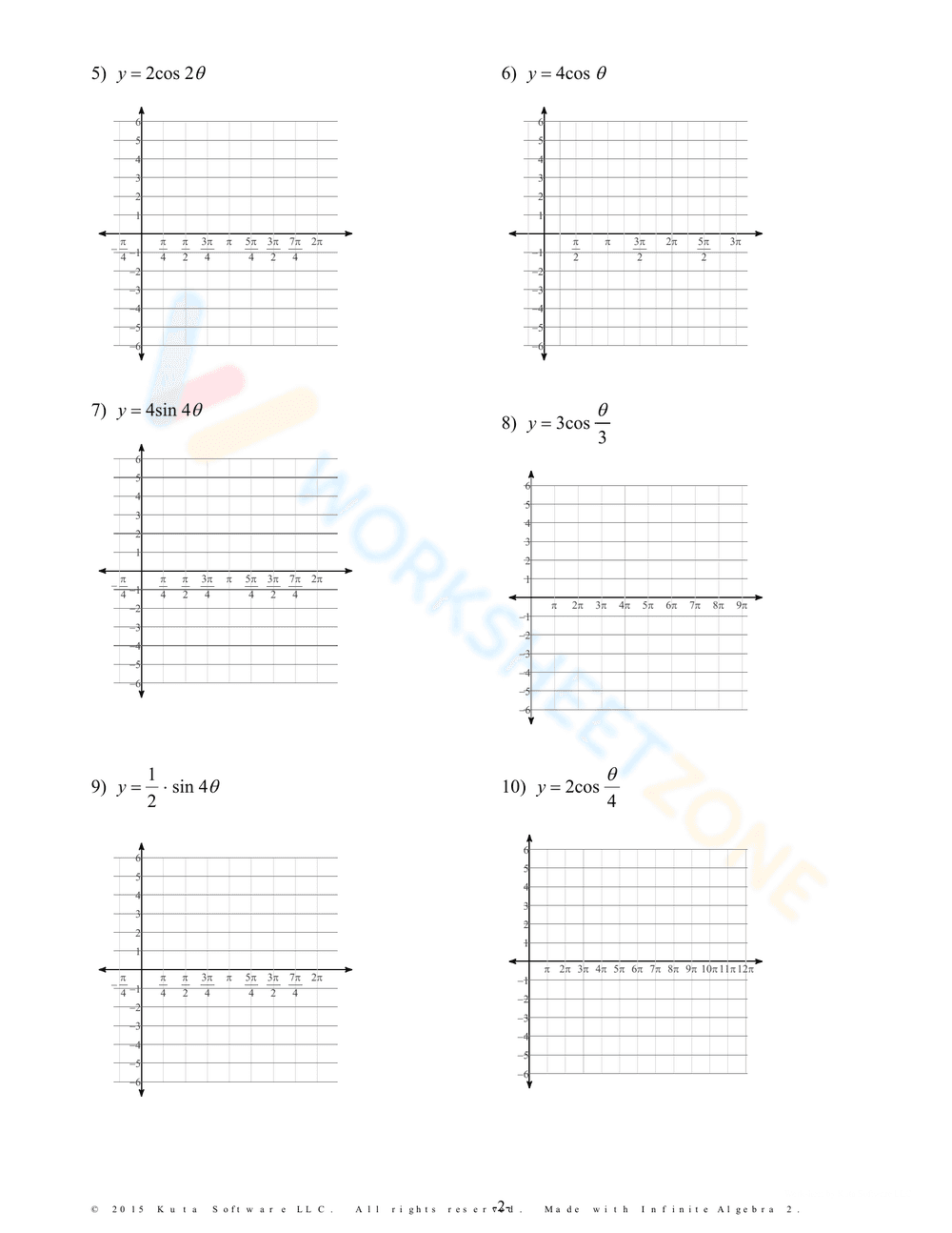 Graph Sine and Cosine Worksheet - Page 2