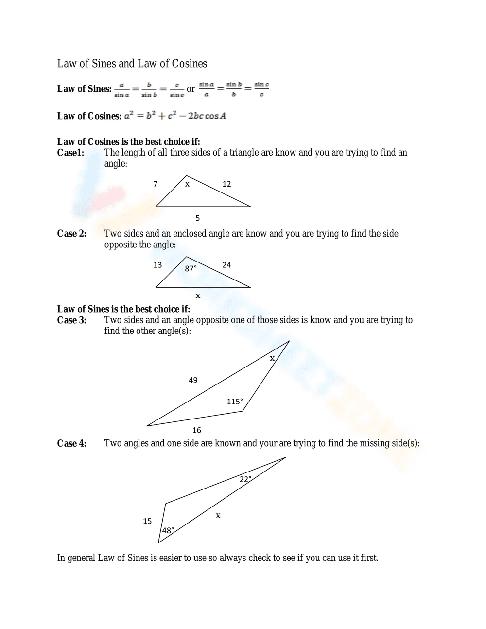 Apply the Law of Cosines - Page 1