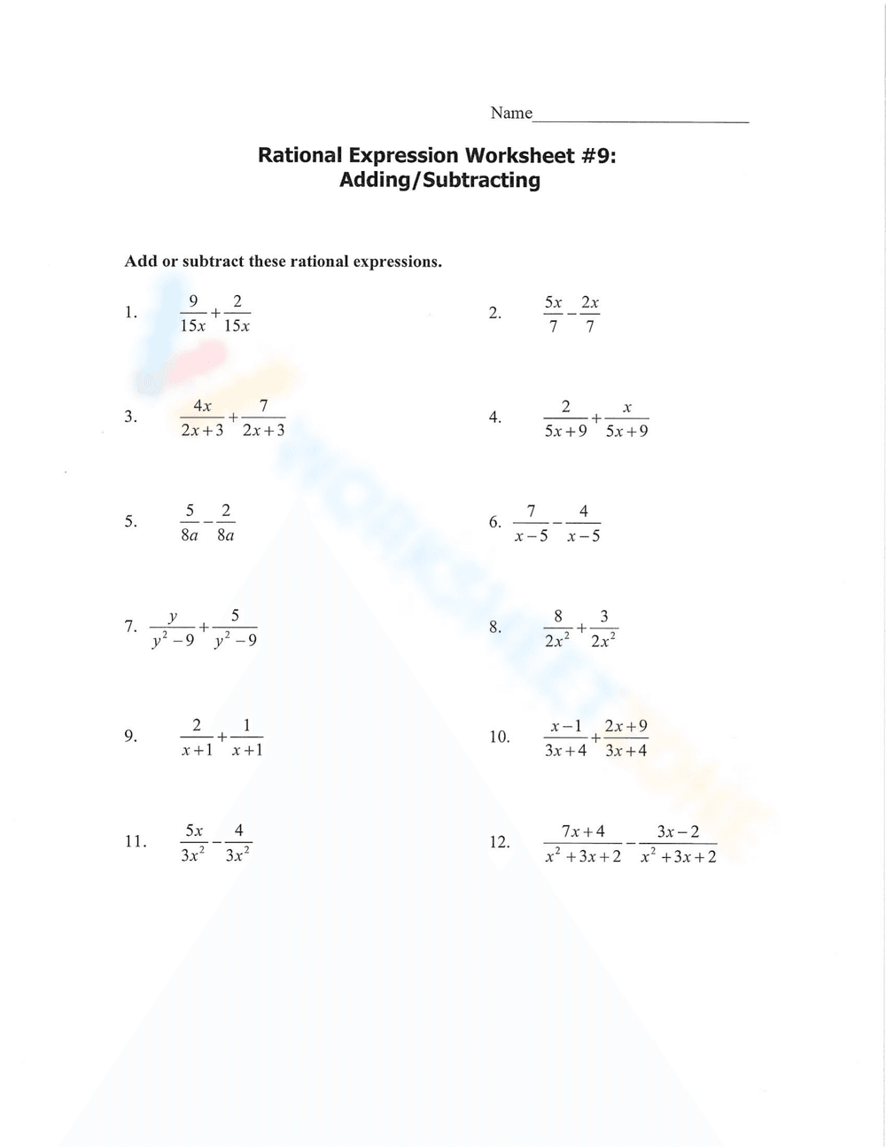 Practice Rational Expressions - Page 2
