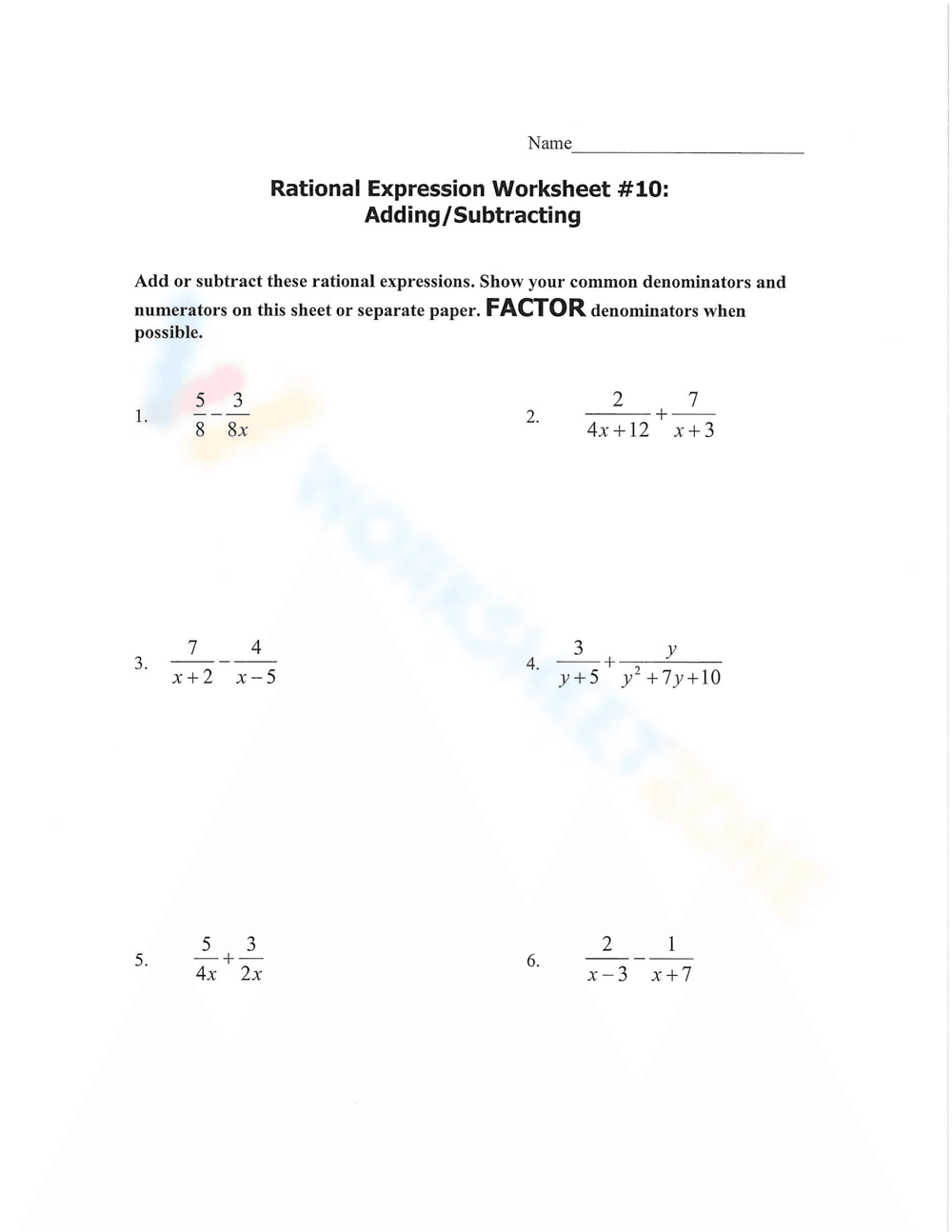 Practice Rational Expressions - Page 3