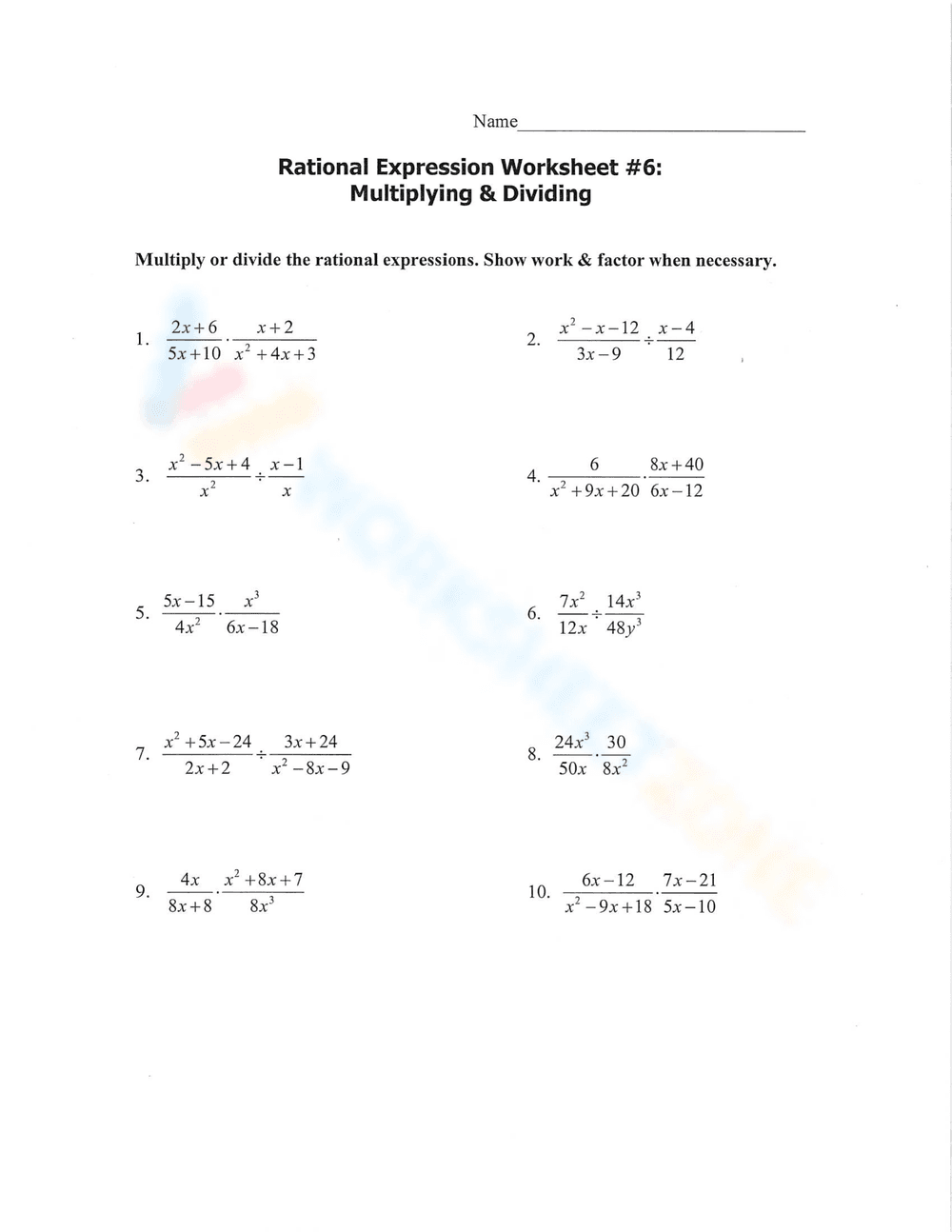 Practice Rational Expressions - Page 4