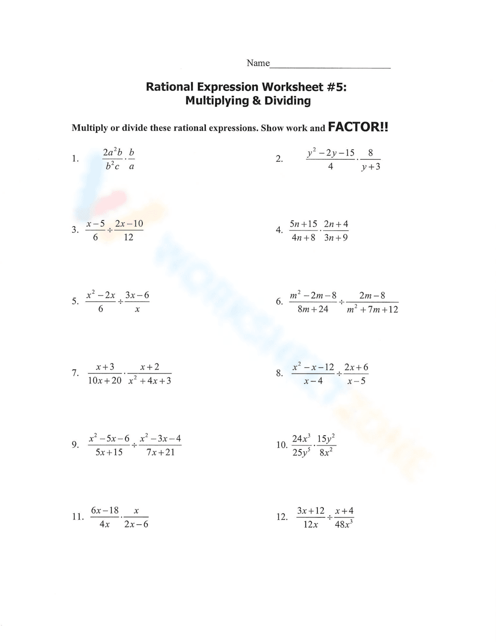 Practice Rational Expressions - Page 5