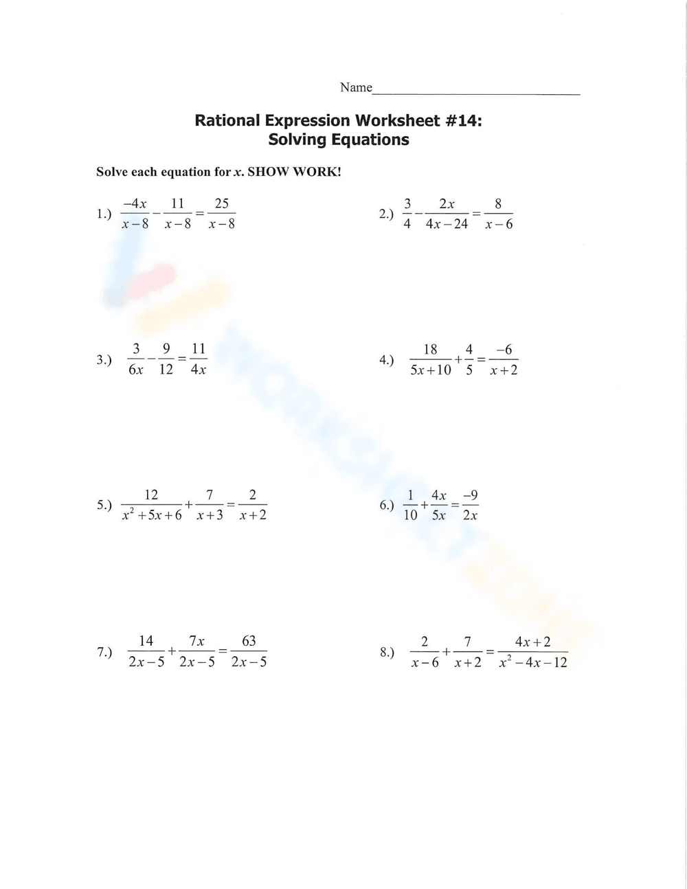Practice Rational Expressions - Page 8