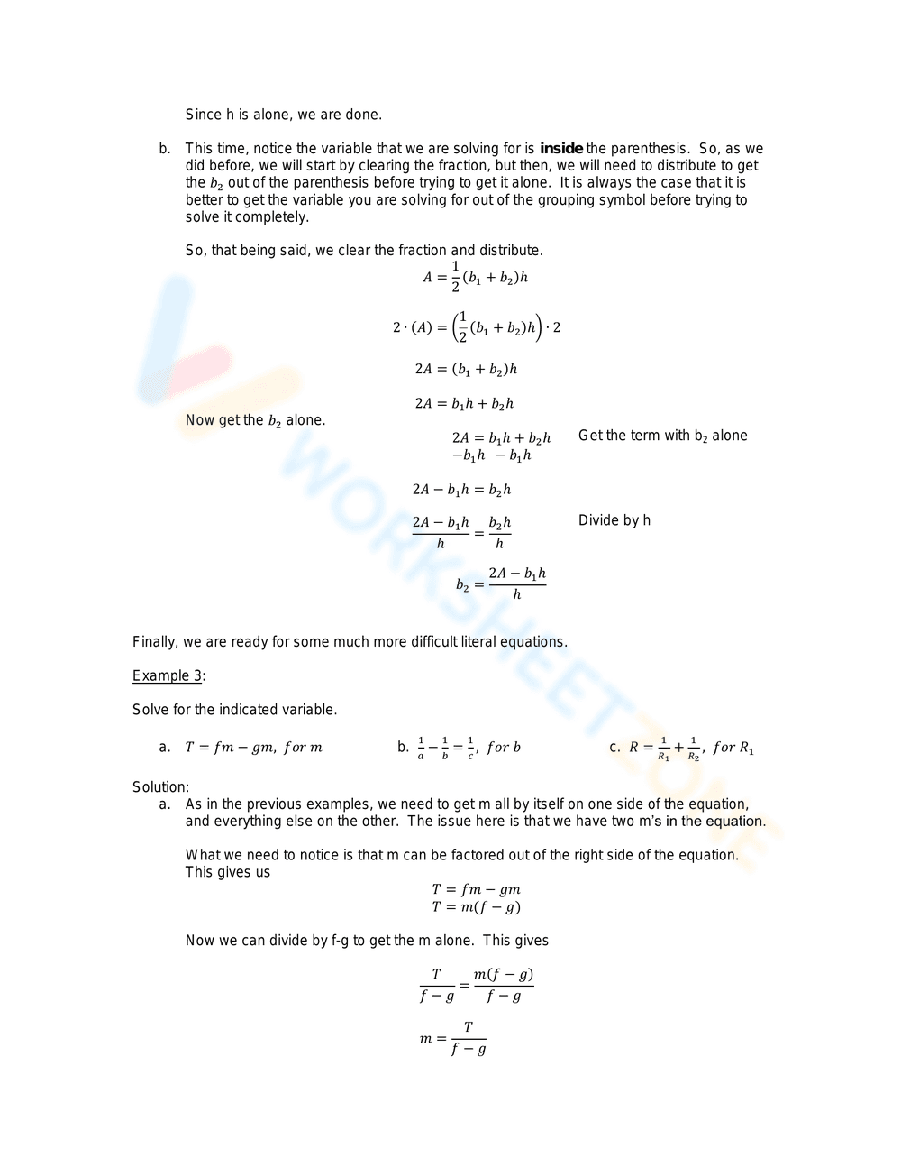 Updated Techniques in Solving Literal Equations - Page 3