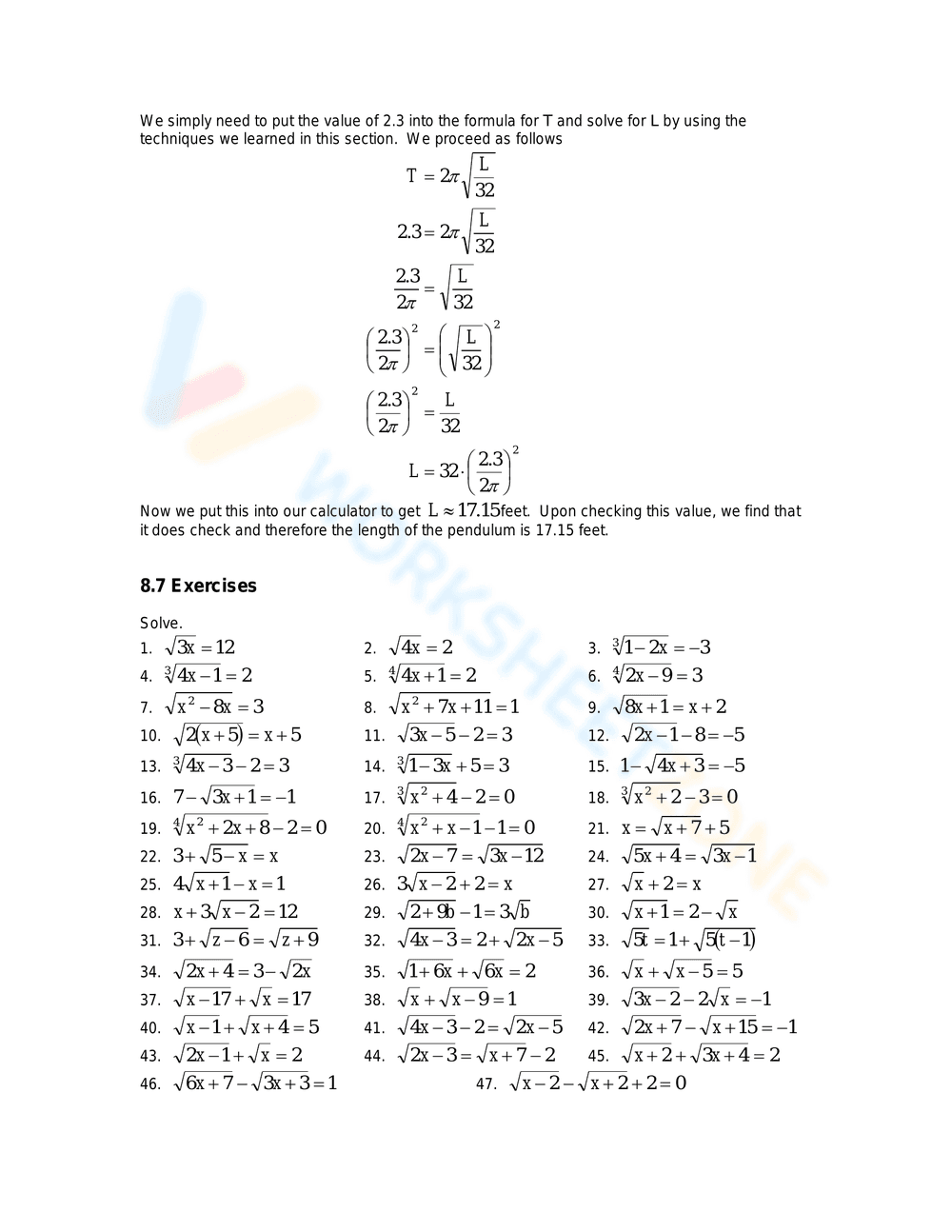 Solving Radical Equations - Page 6