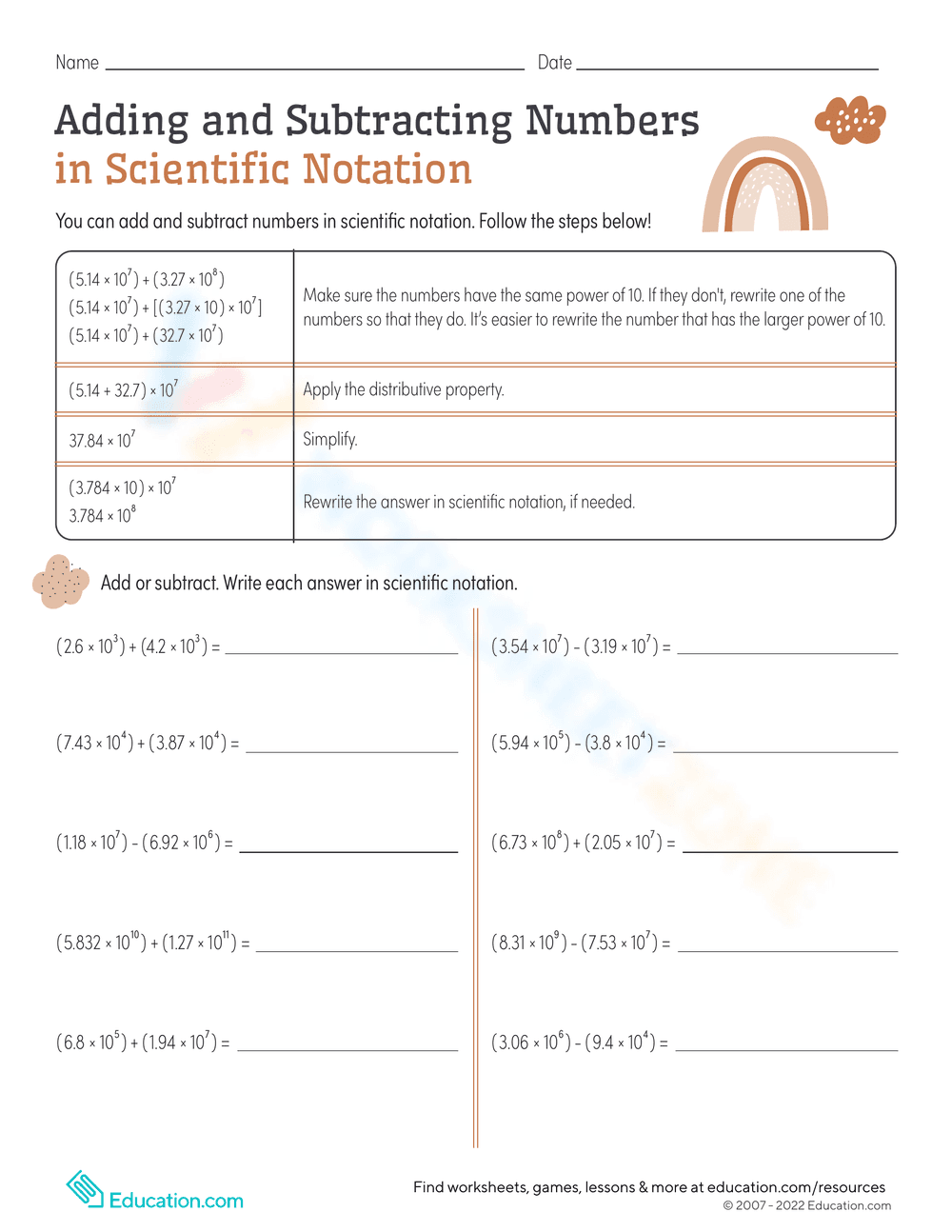 Scientific Notation Practice - Page 1