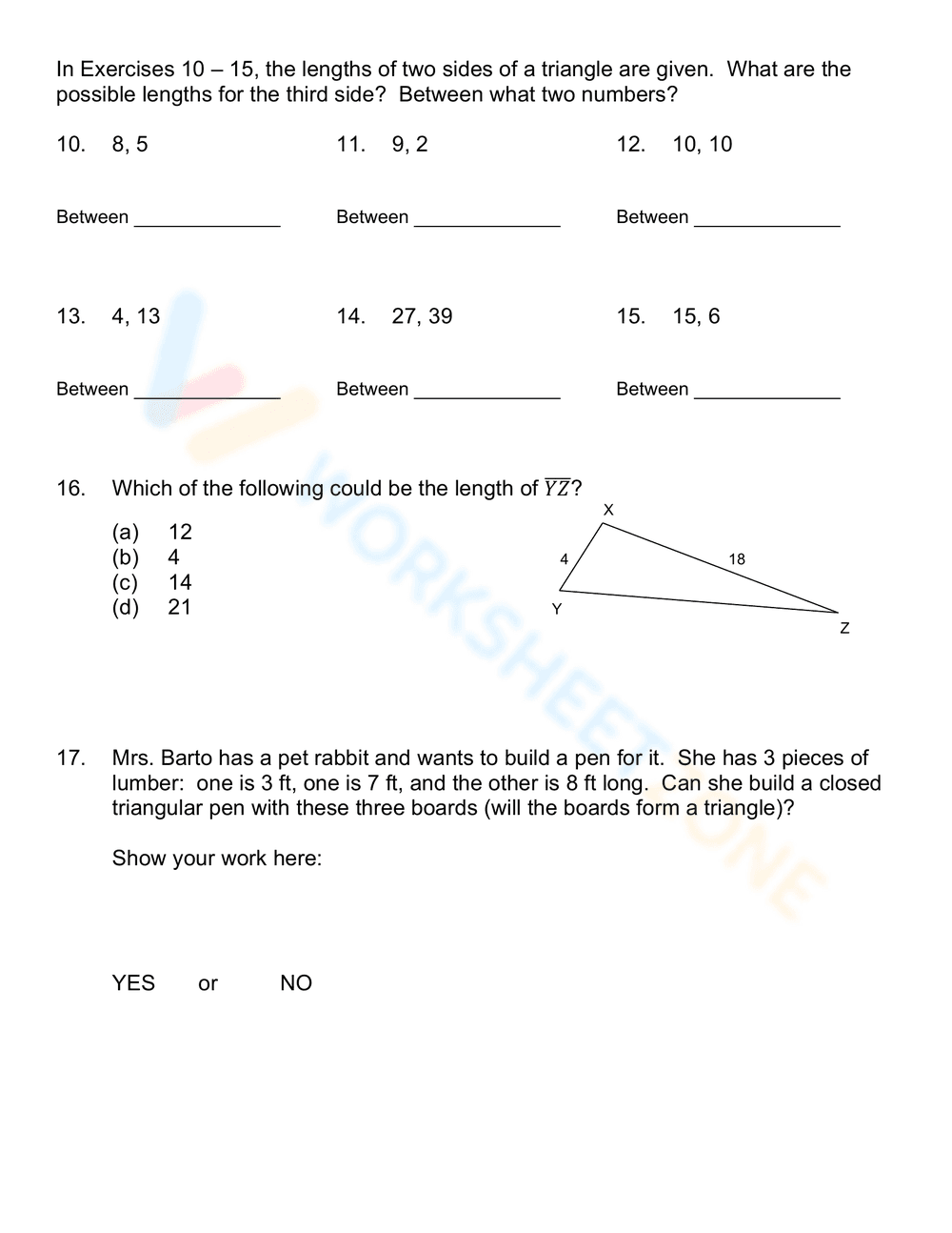 Practice Triangle Inequality Theorem - Page 2