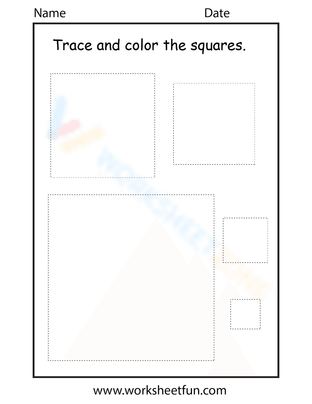 Trace and Color Squares: Fun Learning Activity - Page 1
