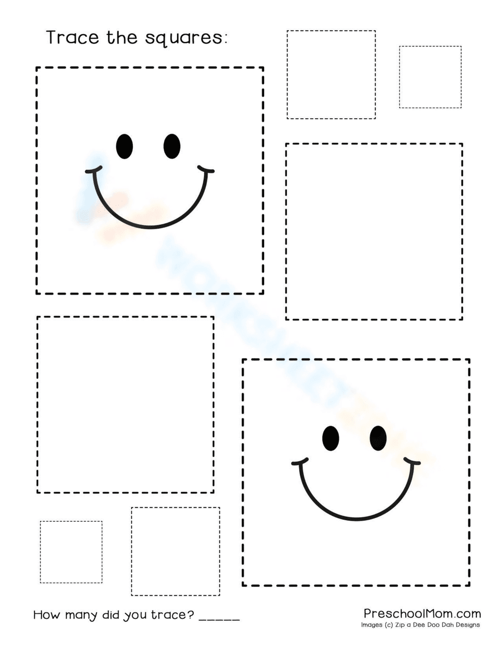 Tracing Square Practice: Shape Recognition - Page 1