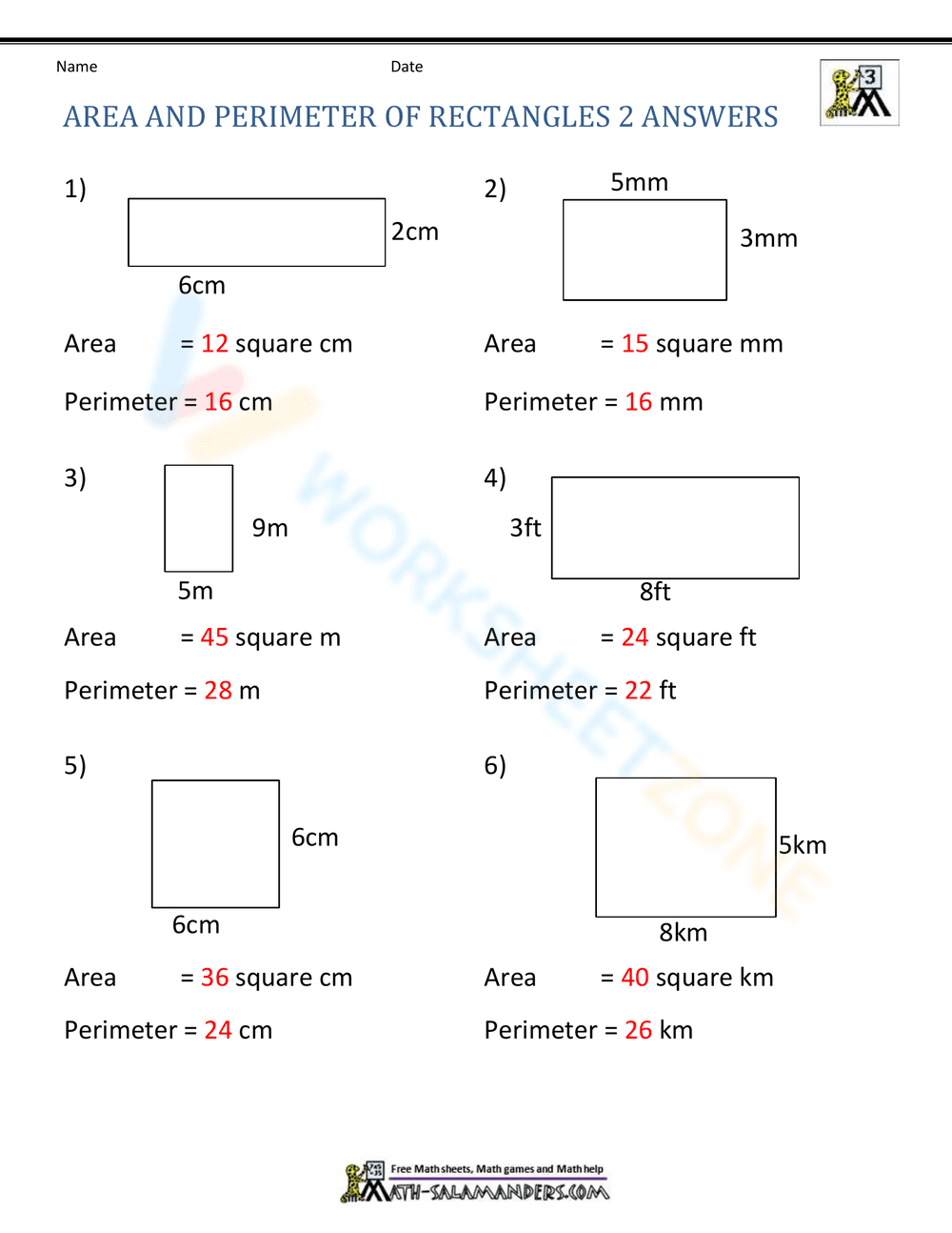 Practice Perimeter of Rectangles Worksheet - Page 2