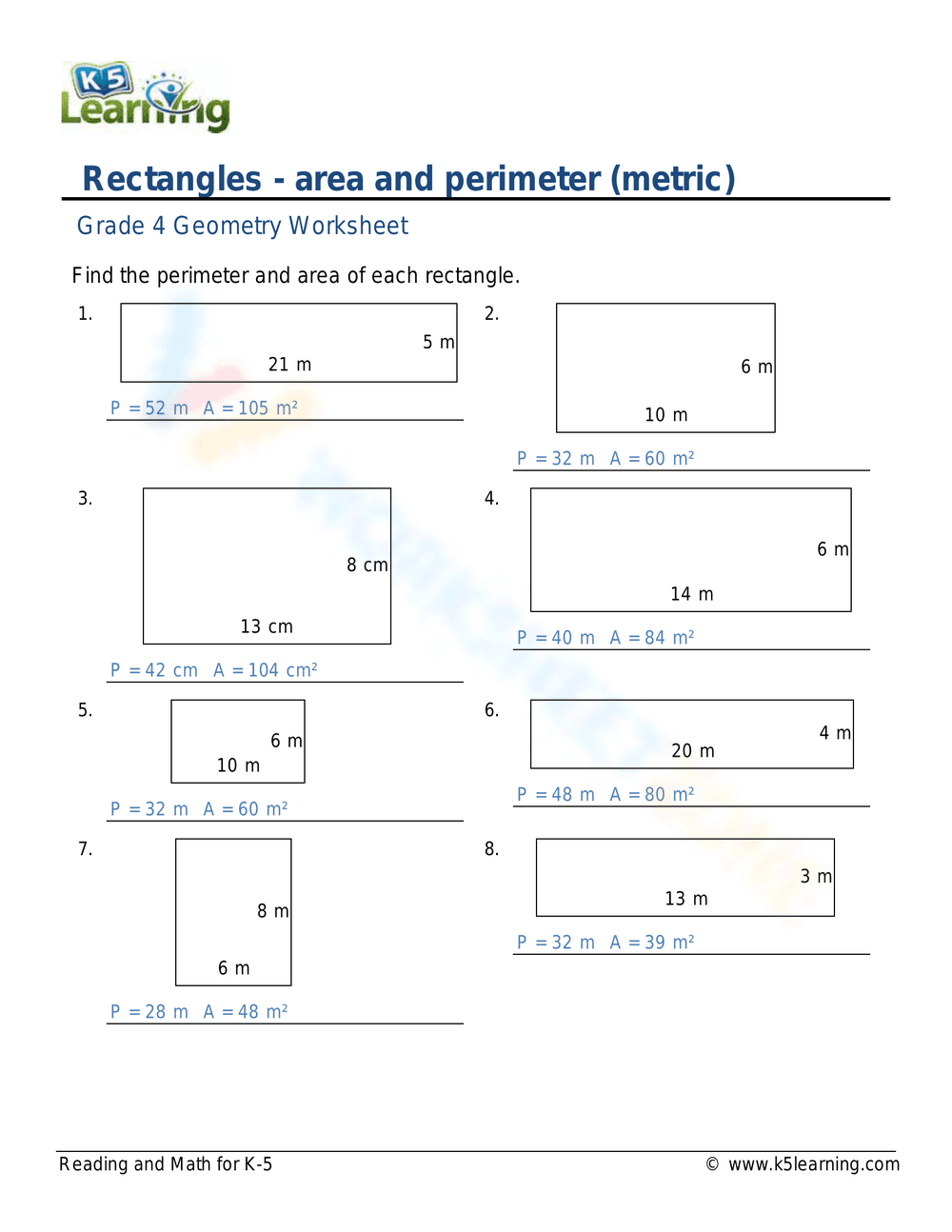 Area and perimeter - Page 2