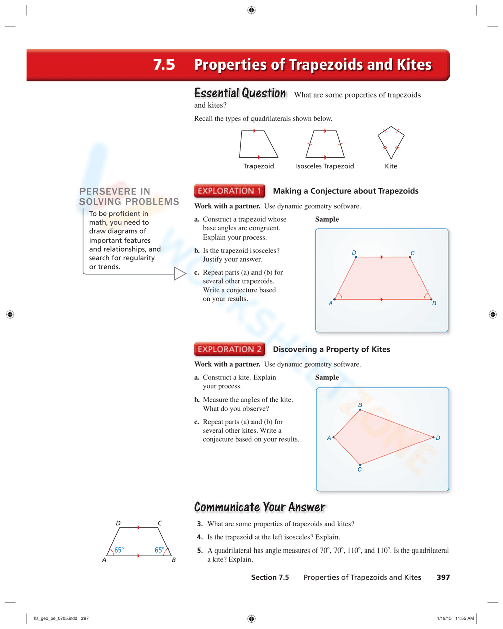 Properties of Trapezoids and Kites - Page 1