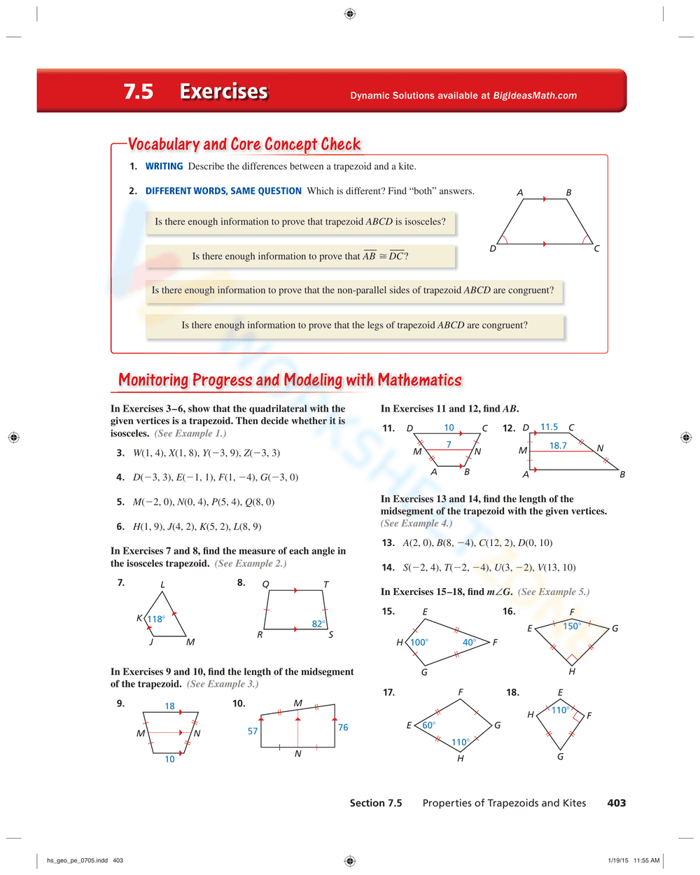 Properties of Trapezoids and Kites - Page 7