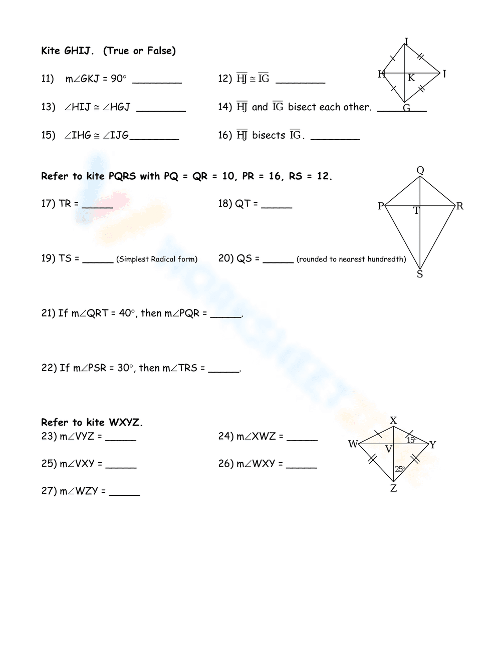 Geometry: Trapezoids and Kites Worksheet - Page 2
