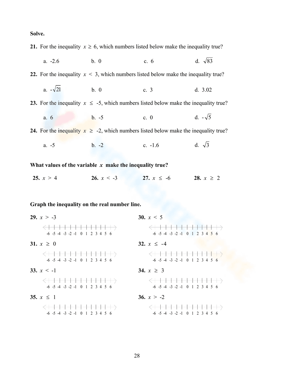 The Real Number Line Worksheet: Visualizing Numbers - Page 2