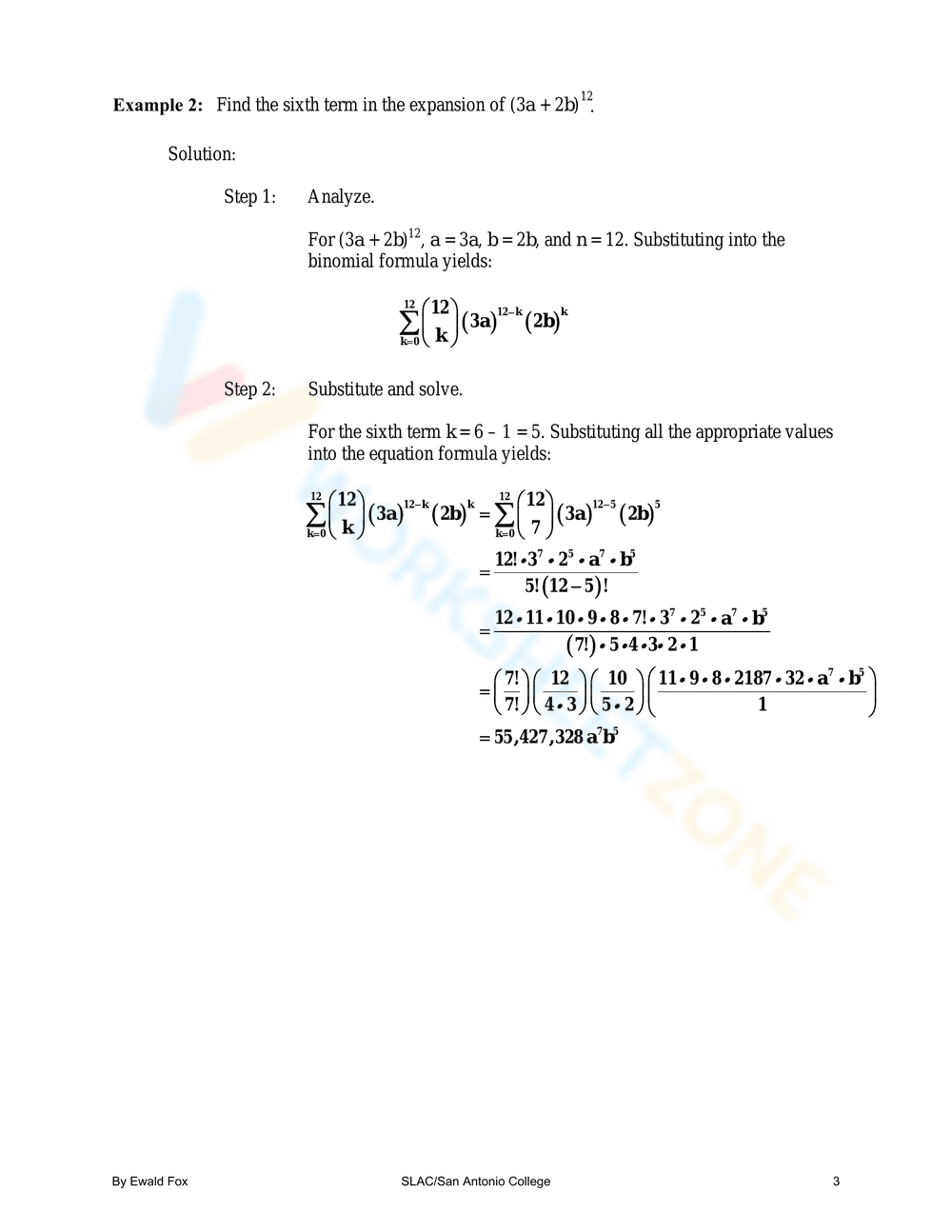 Binomial Theorem Practice: Worksheet Set - Page 3